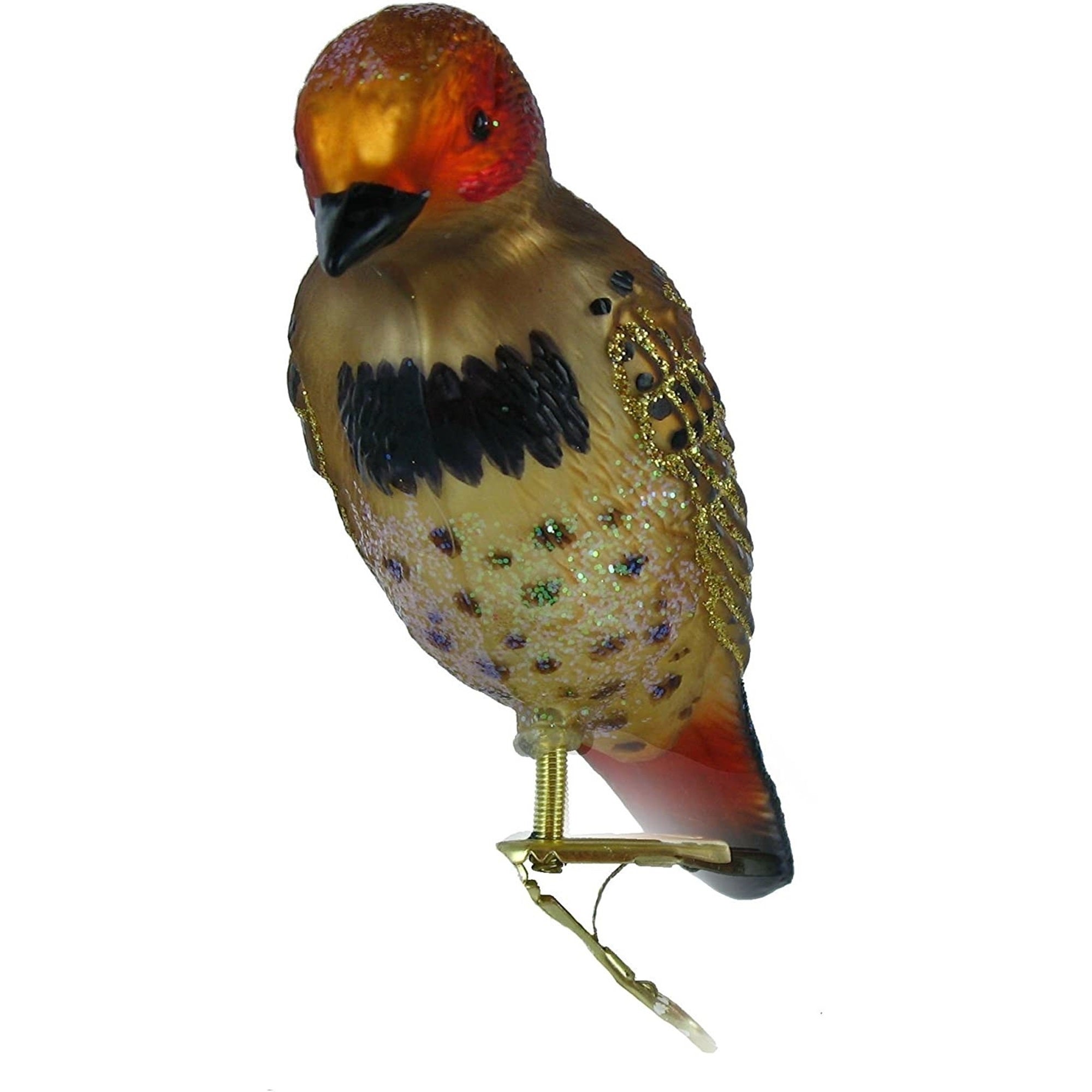 Old World Christmas Blown Glass Clip-On Ornament for Christmas Tree, Northern Flicker Bird