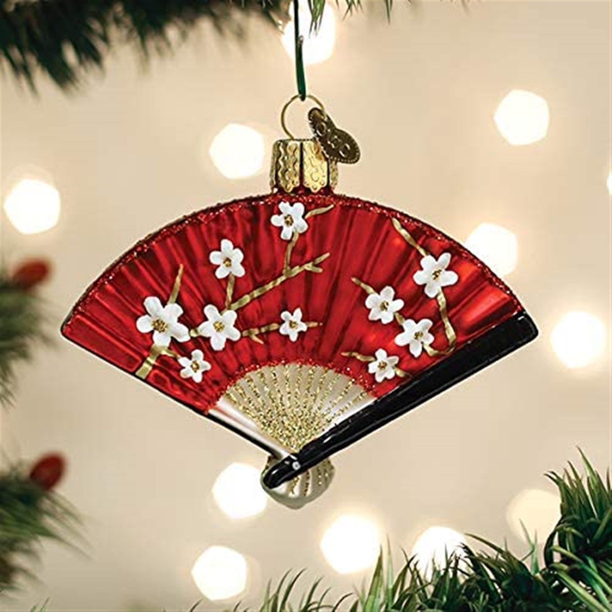 Old World Christmas Blown Glass Ornament for Christmas Tree, Folding Fan