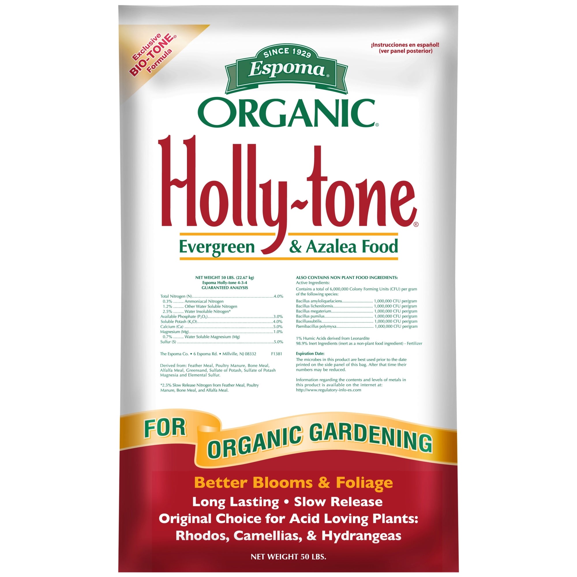 Espoma Organic Holly-tone 4-3-4 Evergreen & Azalea Plant Food for Acid Loving Plants, Better Blooms & Foliage