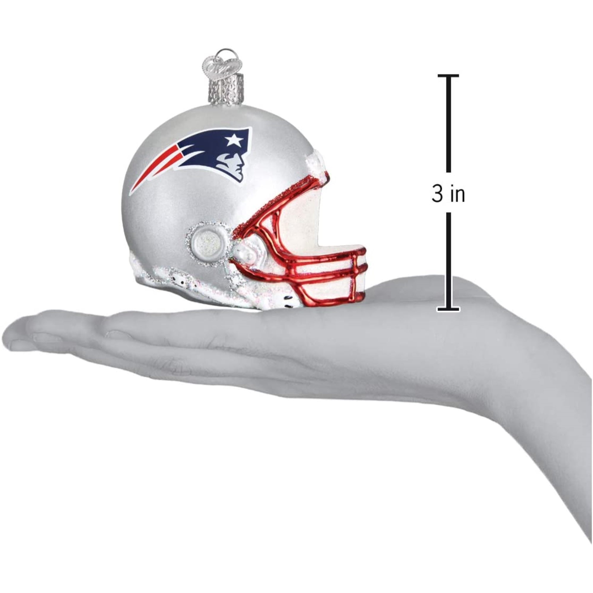 Old World Christmas Blown Glass Ornament for Christmas Tree, New England Patriots Helmet