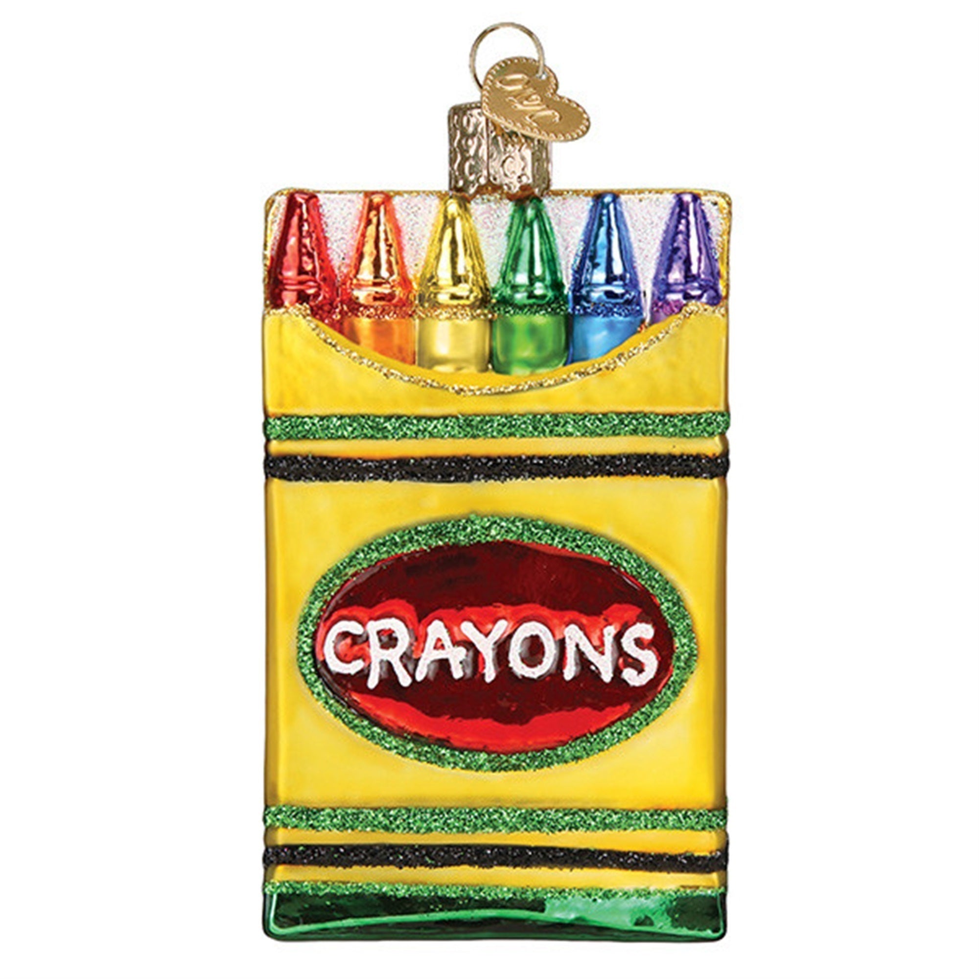 Old World Christmas Blown Glass Ornament for Christmas Tree, Box of Crayons