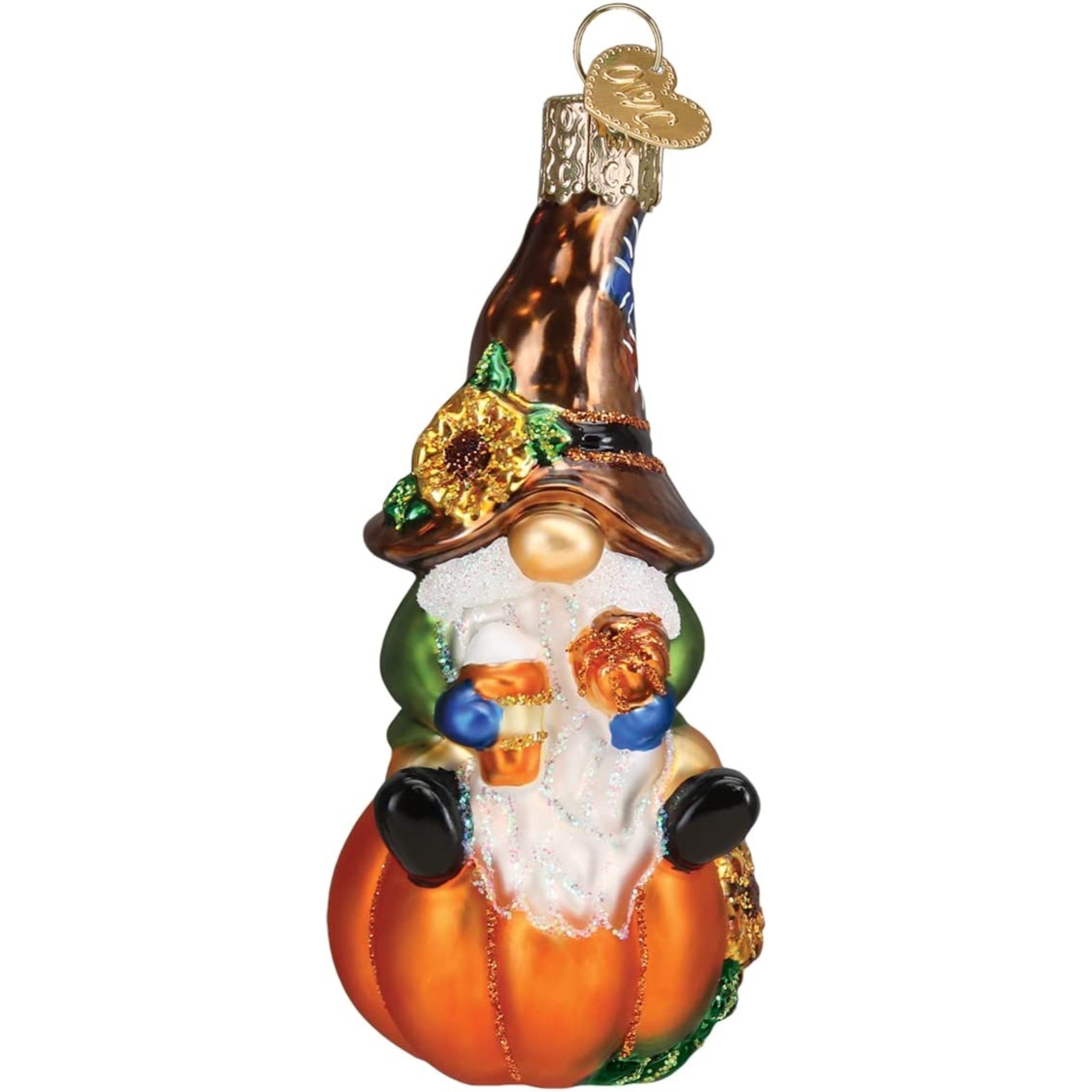 Old World Christmas Glass Blown Fall Harvest Gnome Ornament, 4"