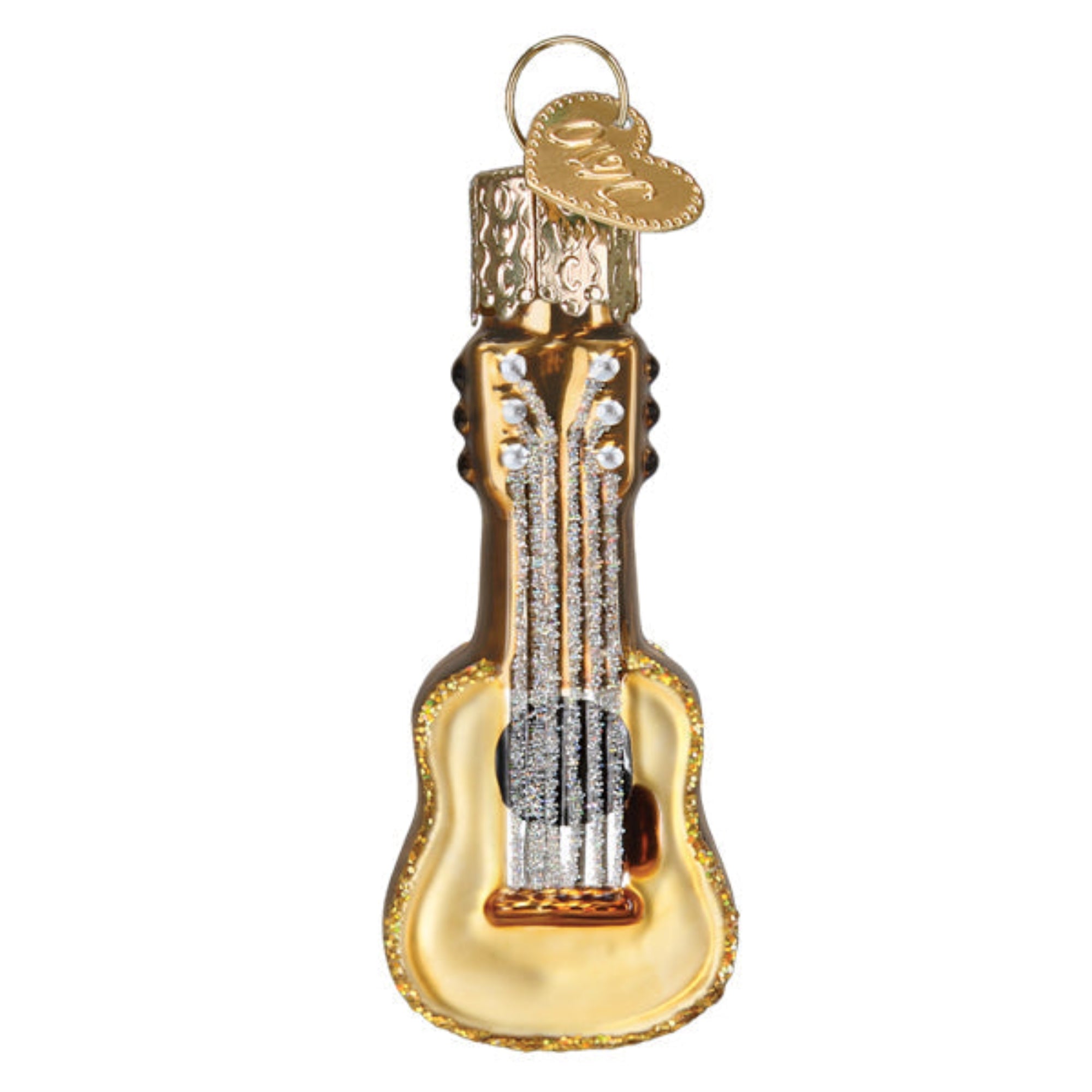 Old World Christmas Blown Glass Ornament for Christmas Tree, Mini Guitar (with OWC Gift Box)