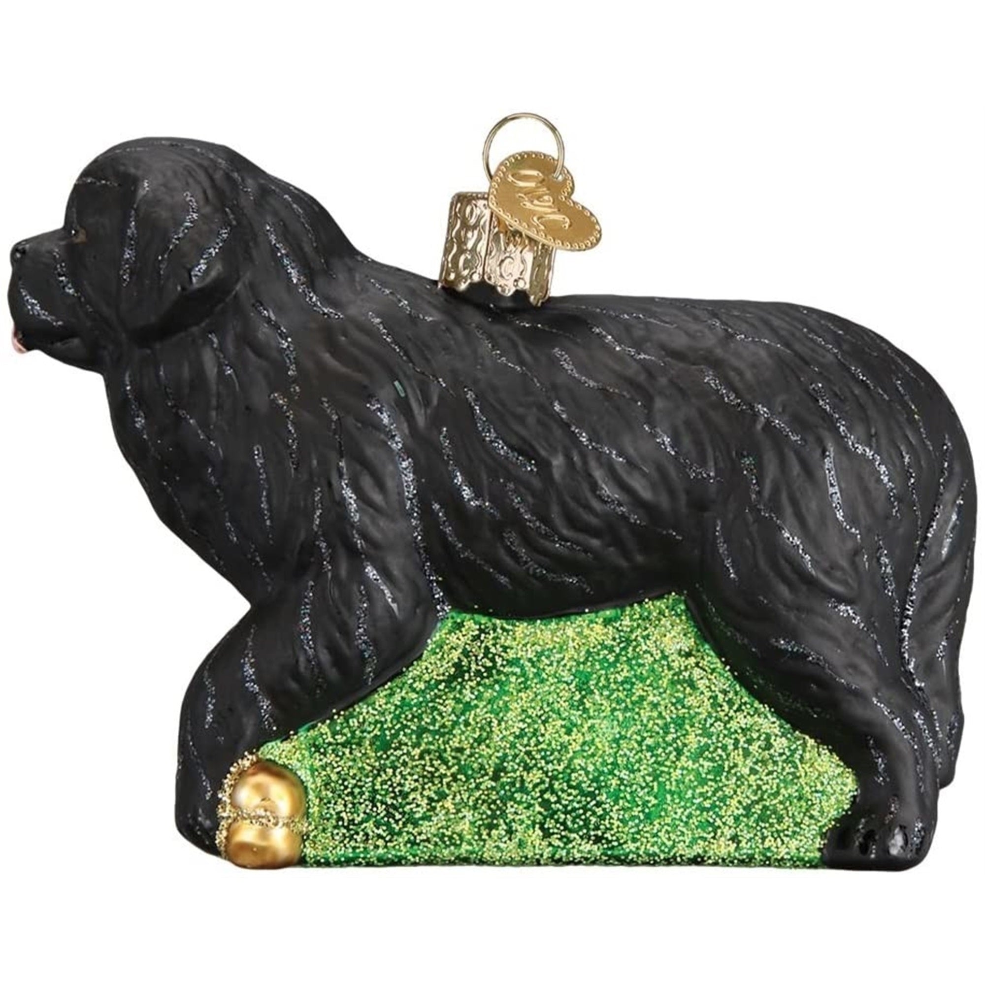 Old World Christmas Blown Glass Ornament for Christmas Tree, Black Newfoundland