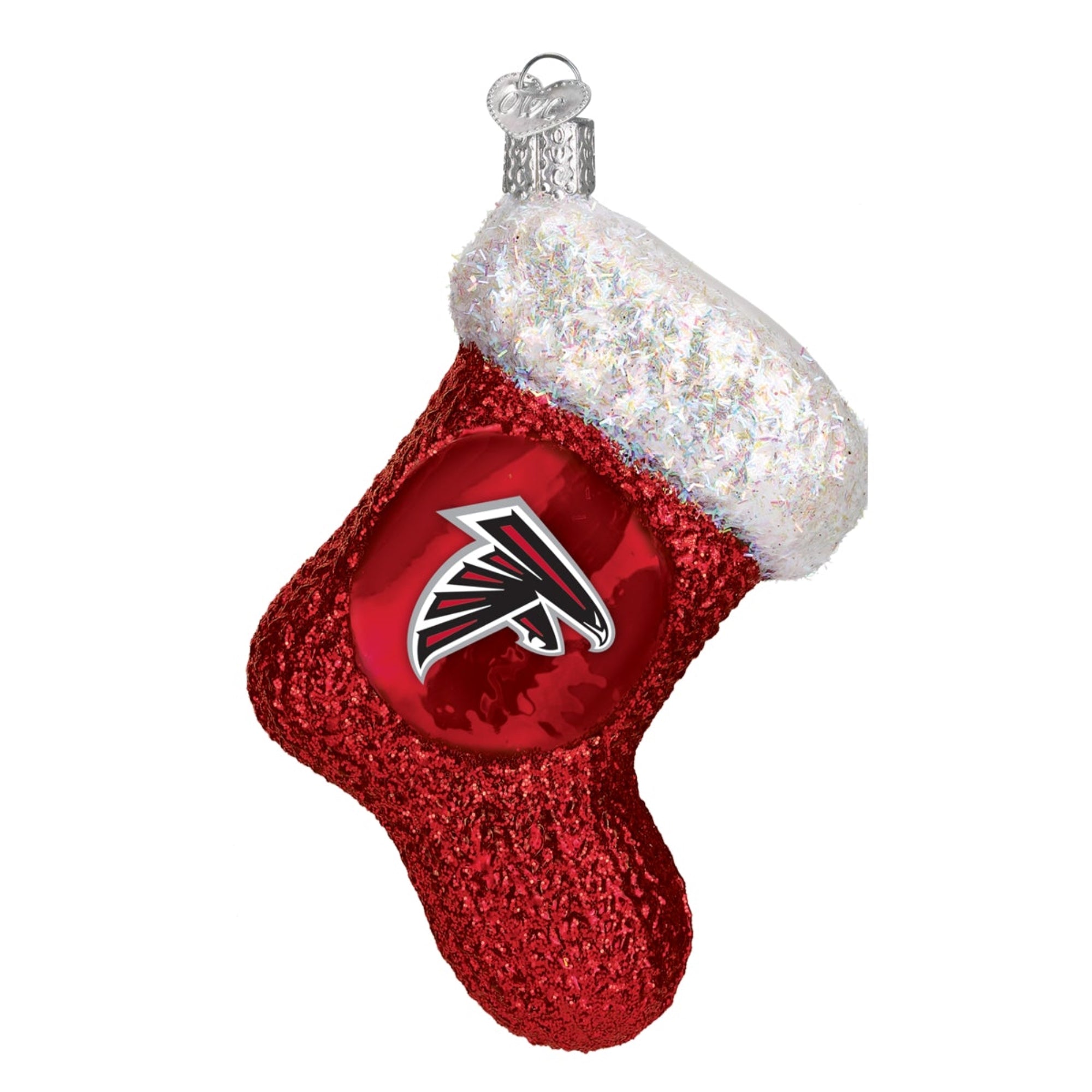 Old World Christmas Blown Glass Ornament for Christmas Tree, Atlanta Falcons Stocking