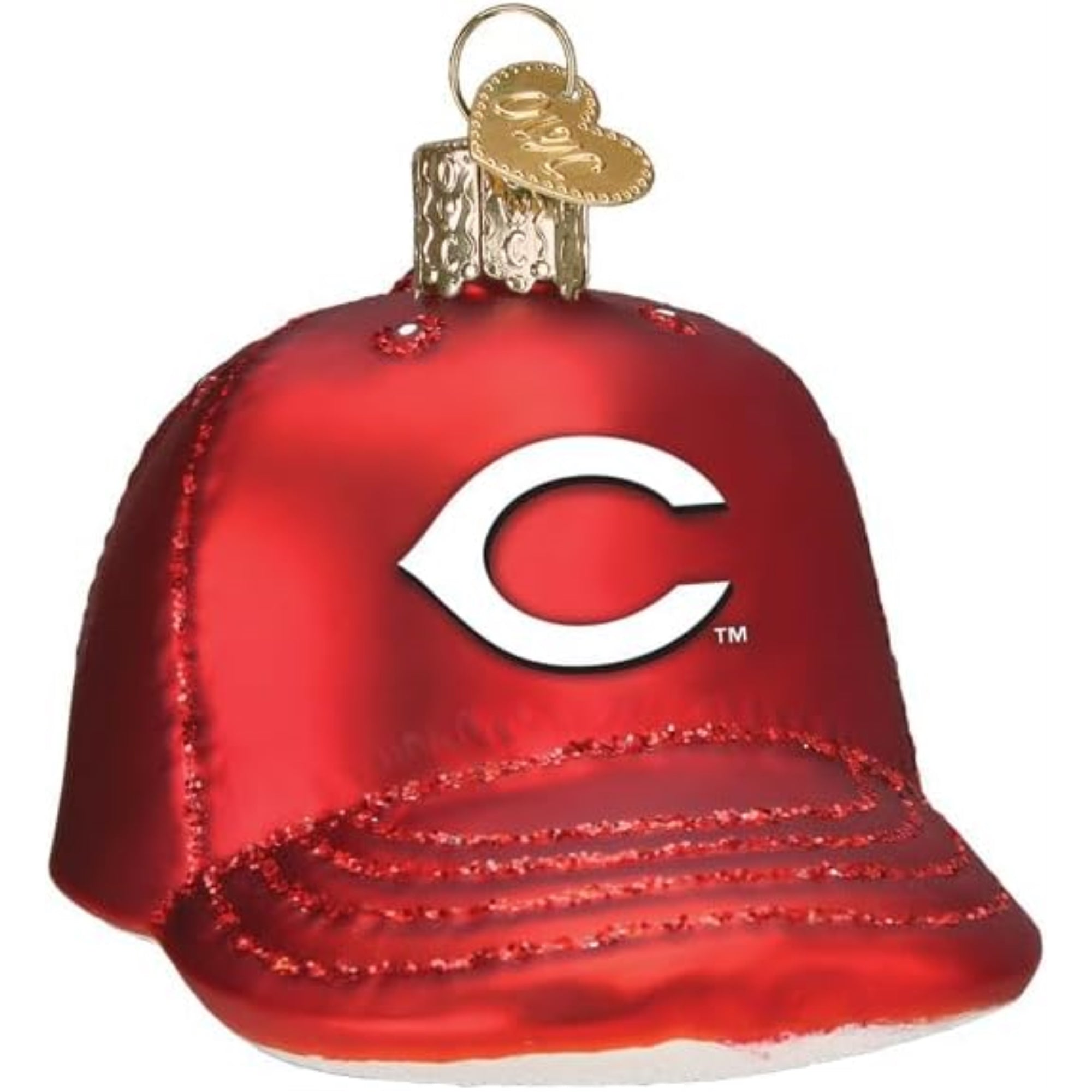 Old World Christmas Blown Glass Ornament for Christmas Tree, Cincinnati Reds Baseball Cap (with OWC Gift Box)