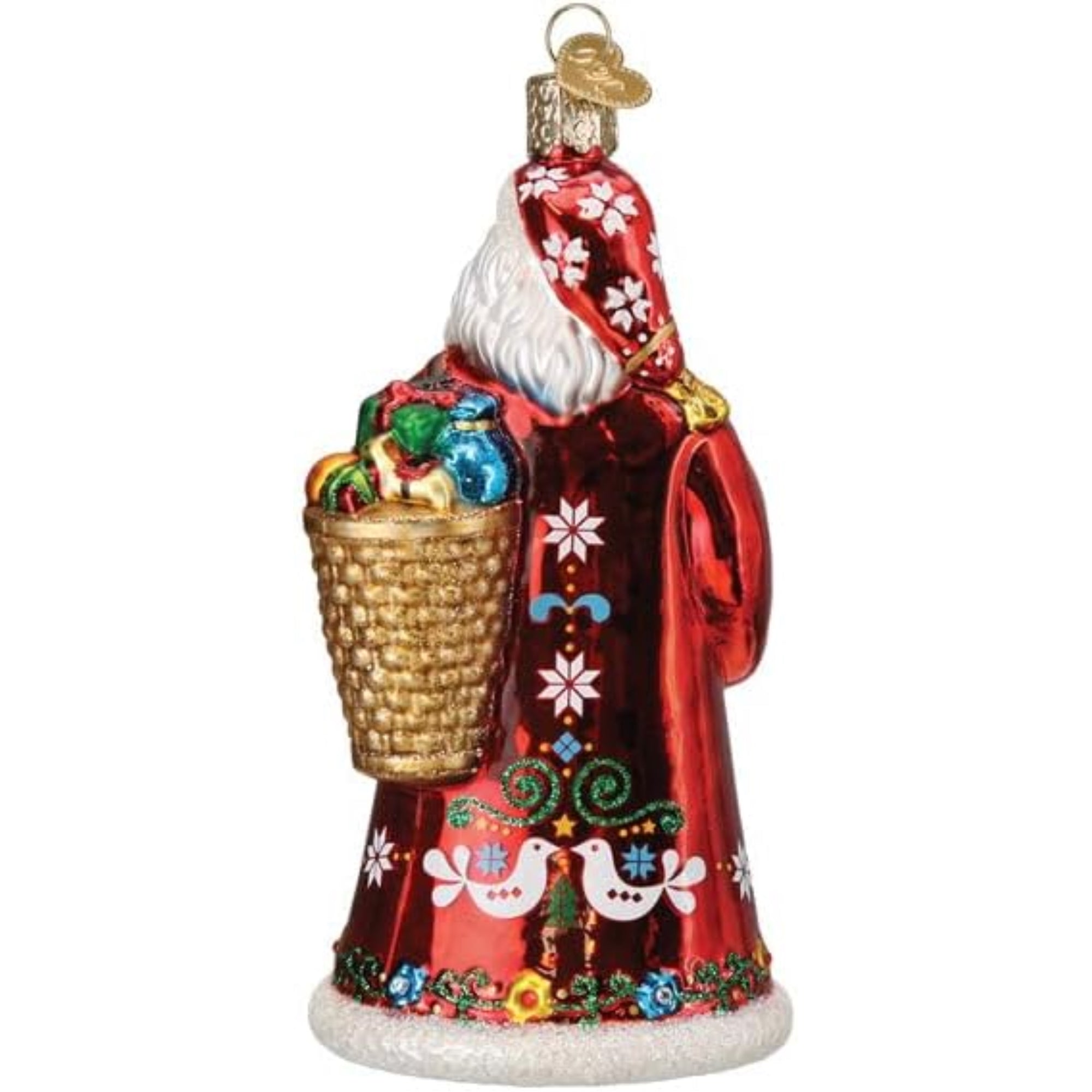 Old World Christmas Blown Glass Ornament for Christmas Tree, Norwegian Santa (with OWC Gift Box)