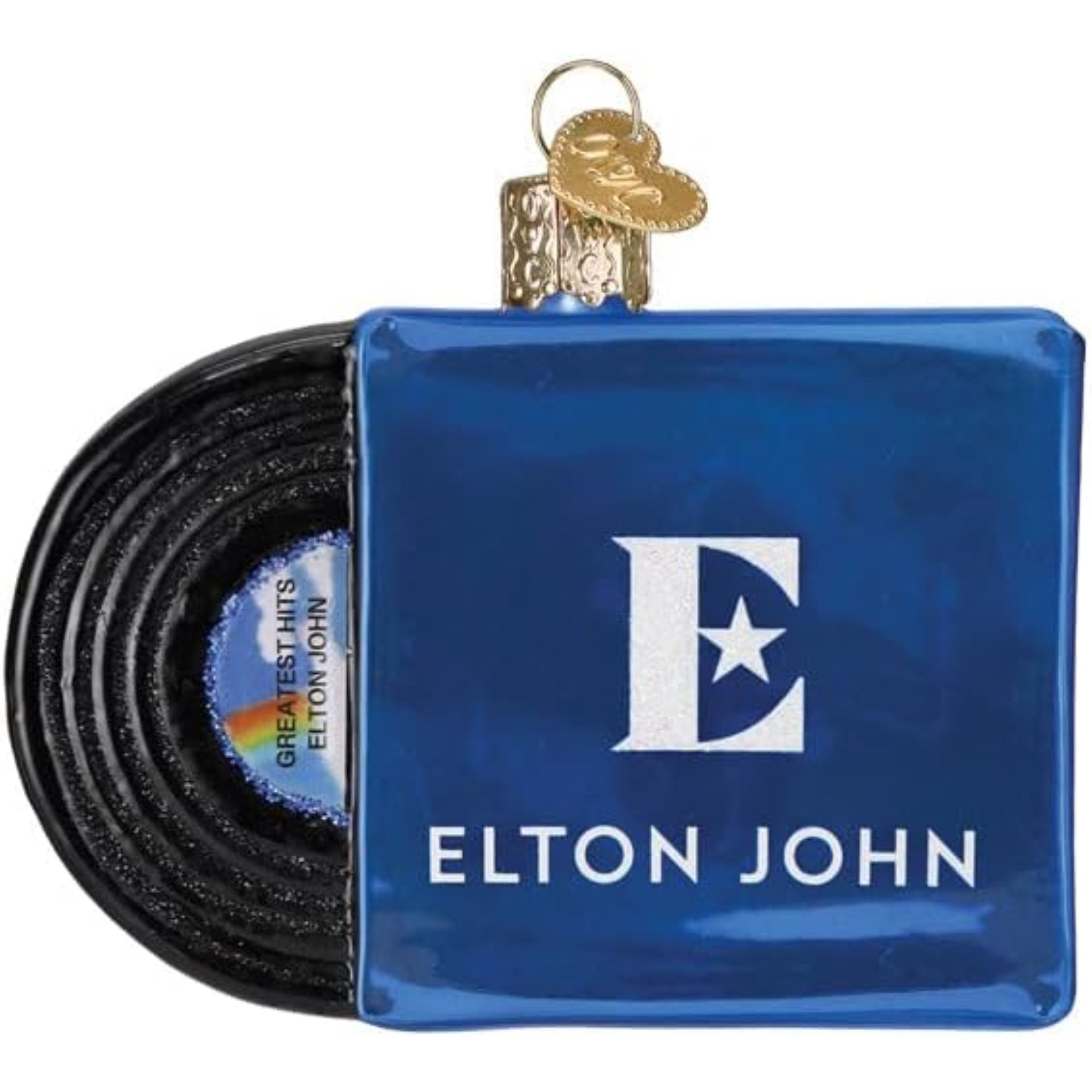 Old World Christmas Blown Glass Ornament for Christmas Tree, Elton John Greatest Hits Album (with OWC Gift Box)