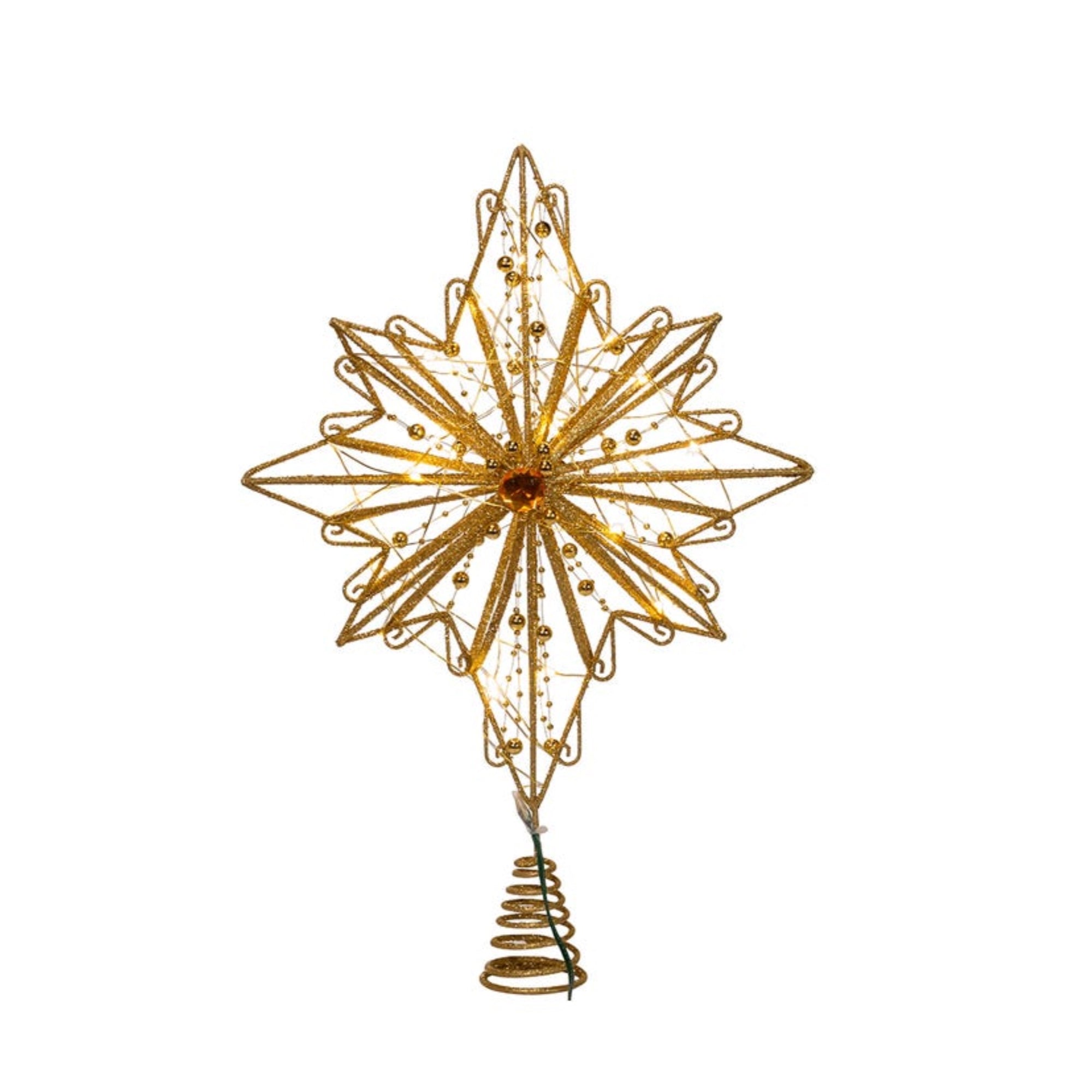 Kurt Adler 30-Light Warm White Fairy LED Treetop Star, Gold, 15.5"