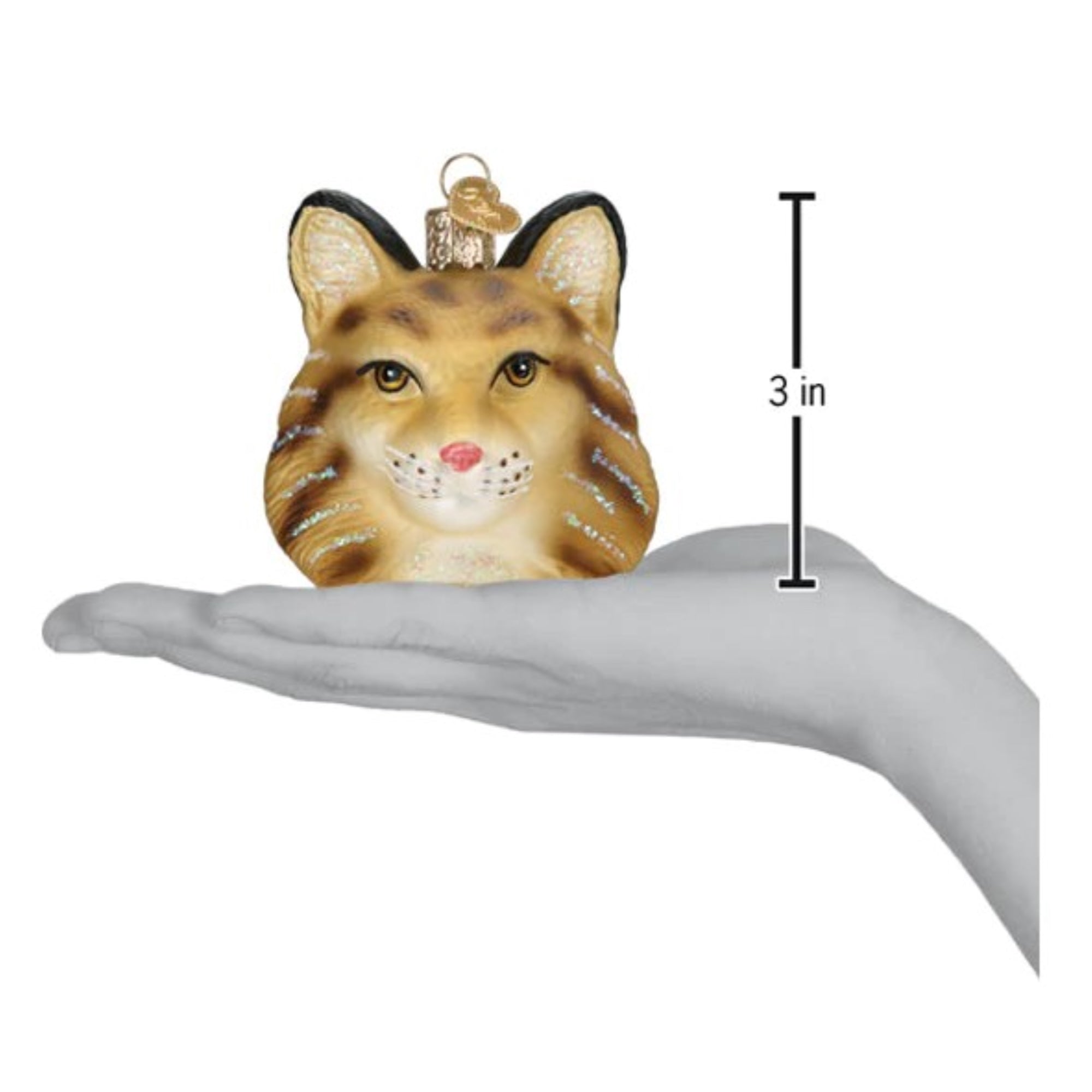 Old World Christmas Blown Glass Ornament for Christmas Tree, Bobcat Head (with OWC Gift Box)