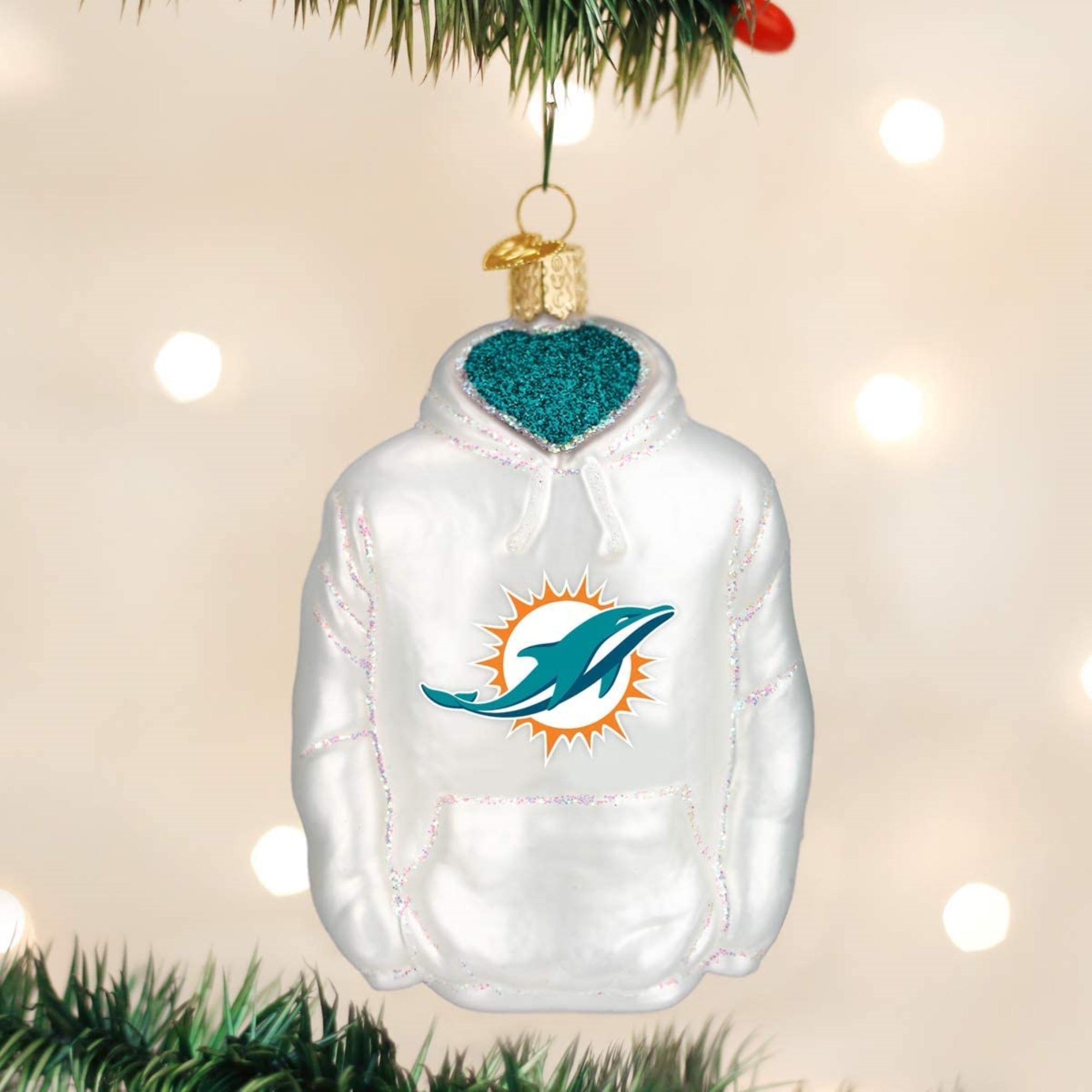 Old World Christmas Blown Glass Ornament for Christmas Tree, Miami Dolphins Hoodie