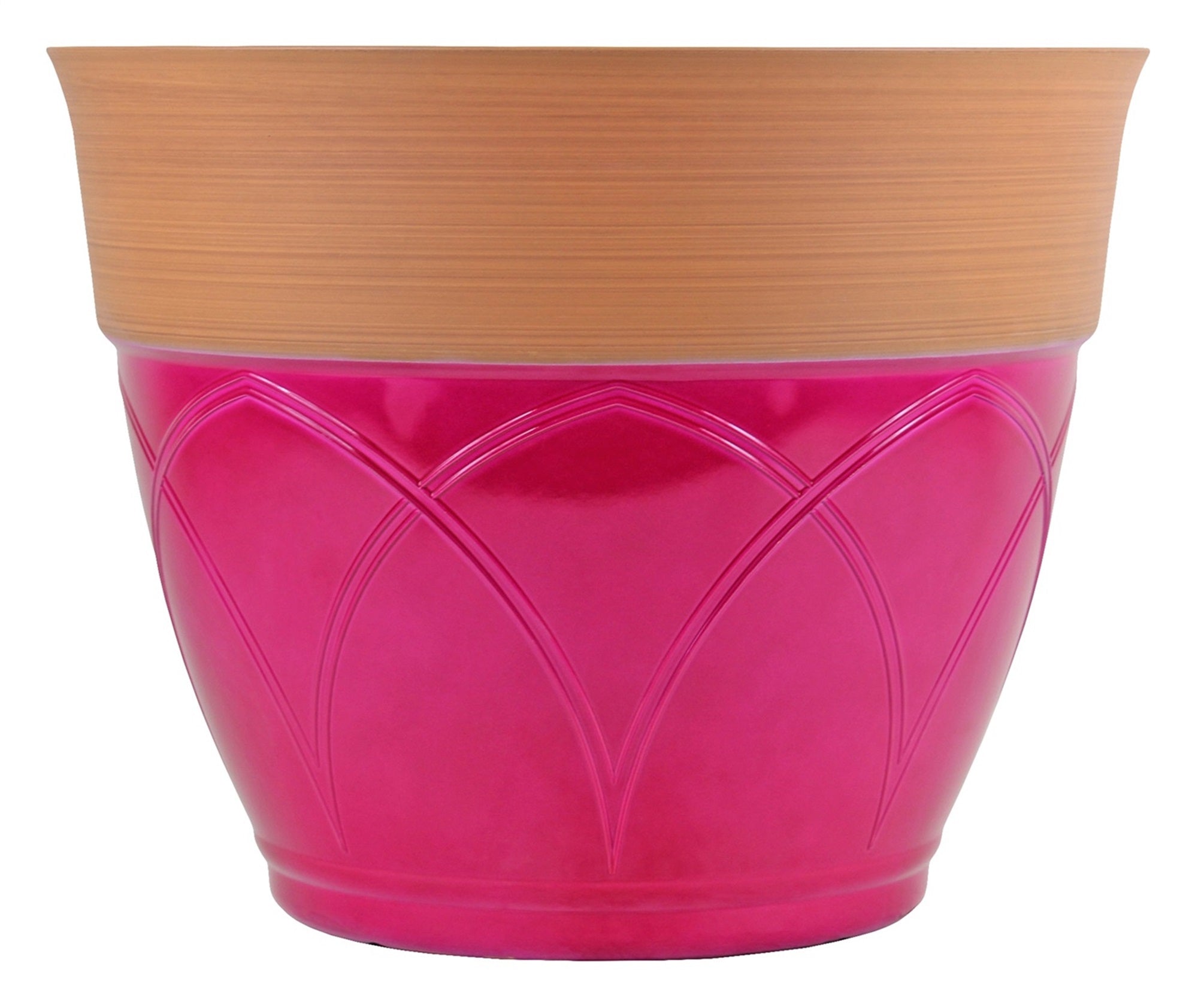 Garden Elements Colored Rim Large Plastic Planter, 15"