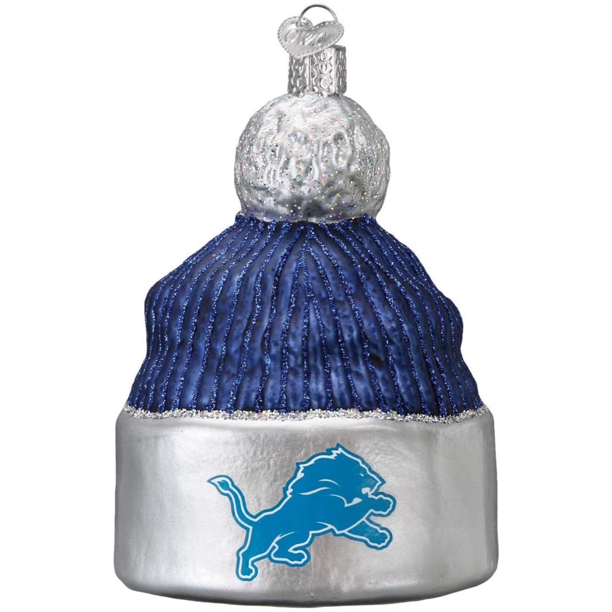 Old World Christmas Blown Glass Ornament for Christmas Tree, Detroit Lions Beanie