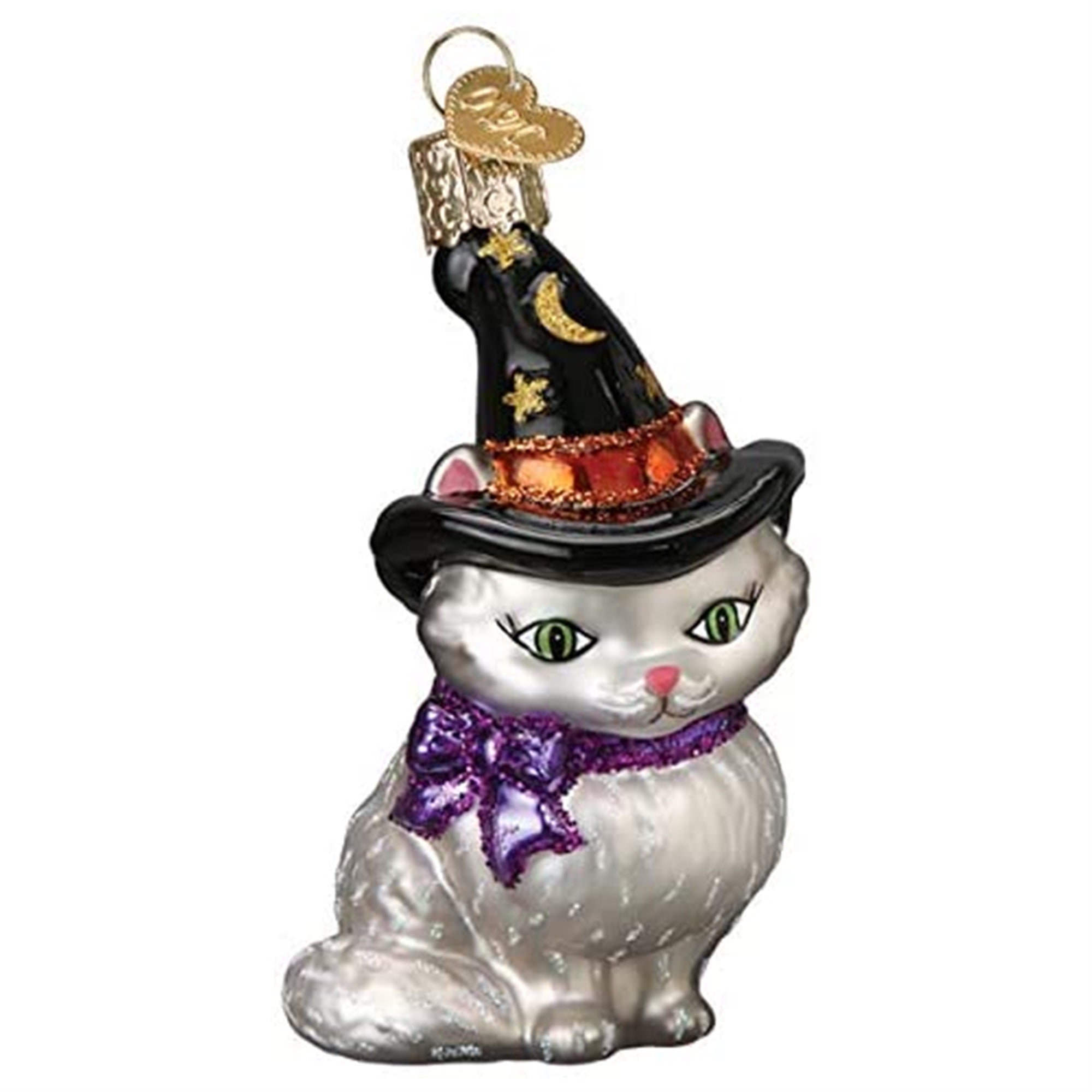 Old World Christmas Glass Blown Ornament Witch Kitten