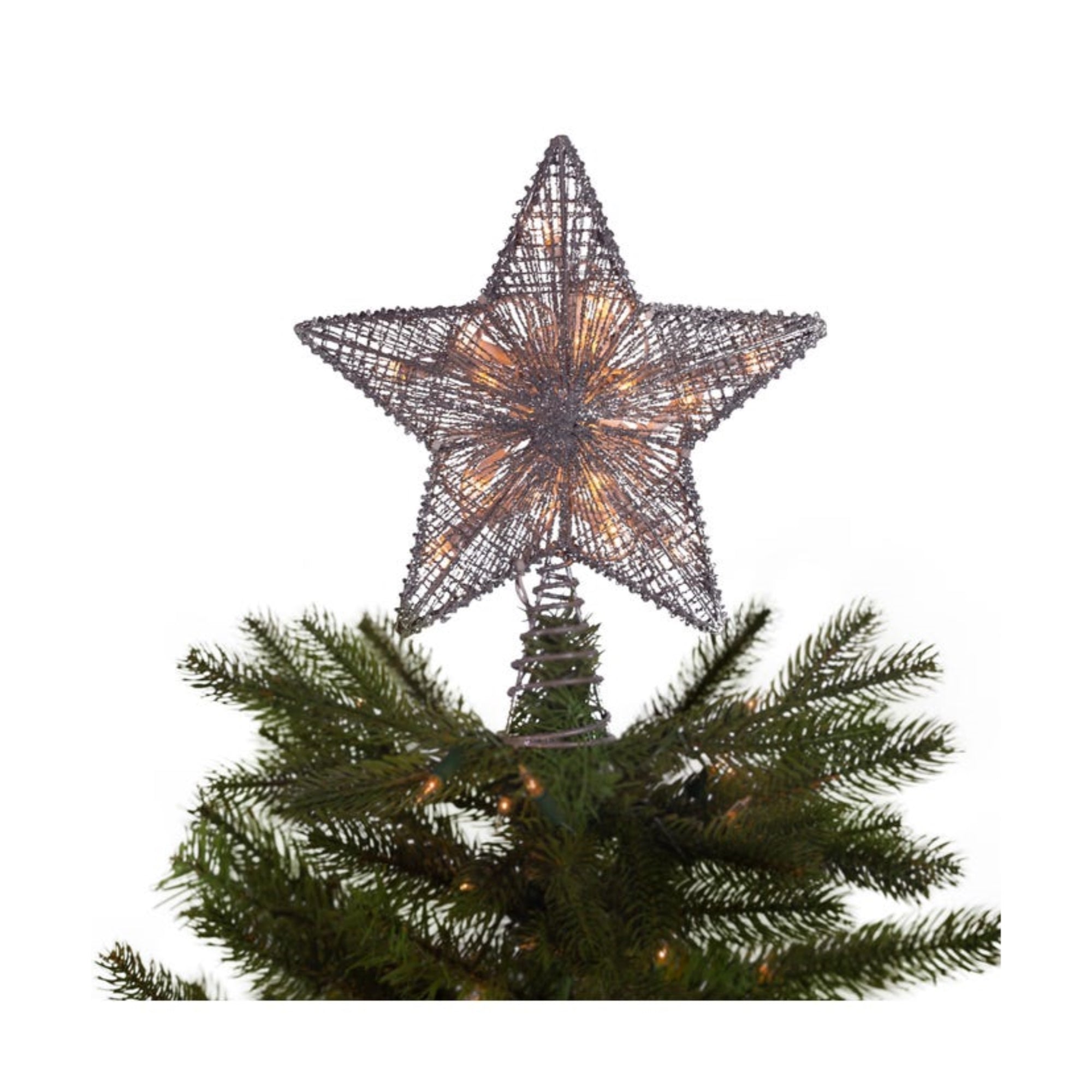 Kurt Adler UL 20-Light Silver Star Treetop for Christmas Tree, 10"