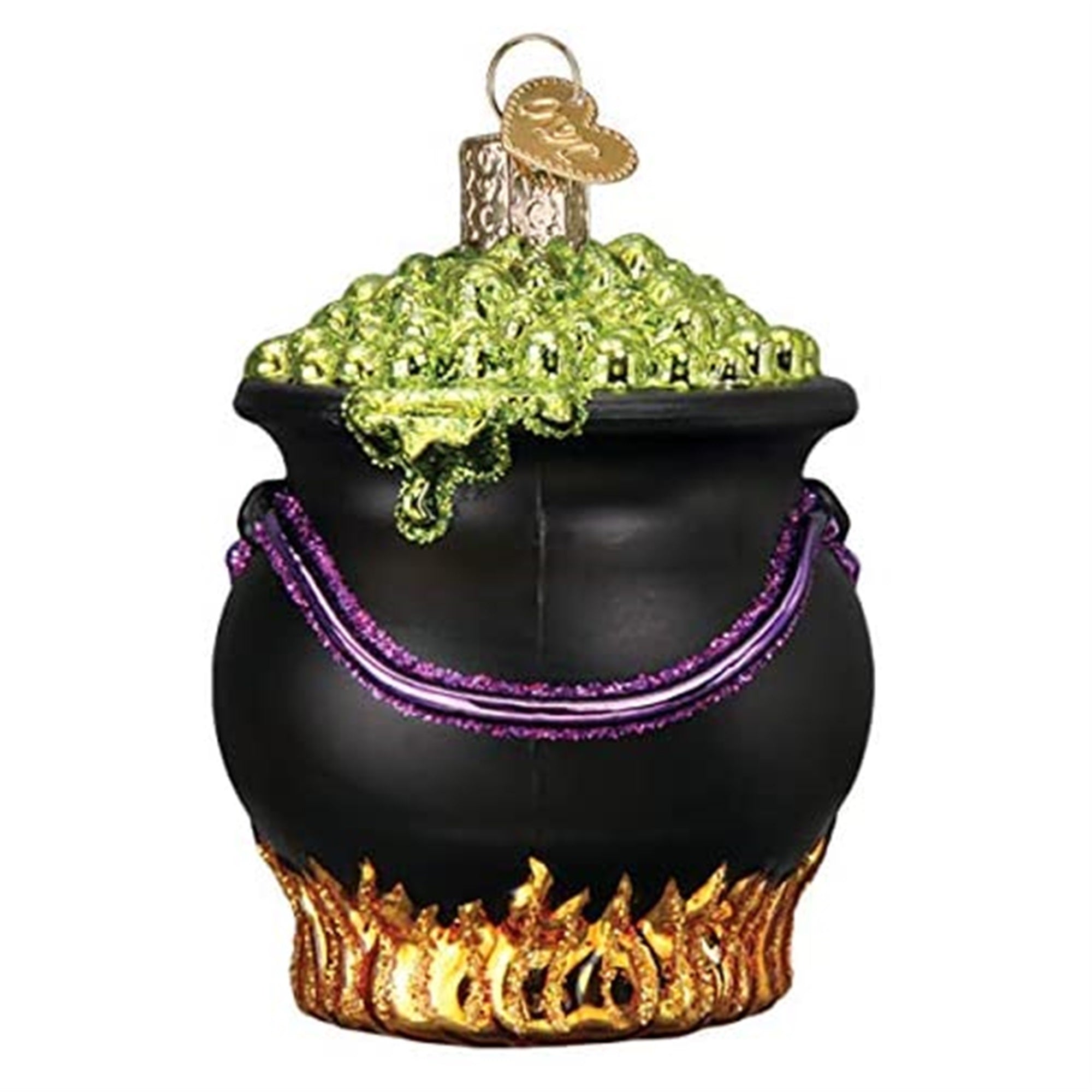 Old World Glass Blown Ornament Halloween Cauldron, 3.25"