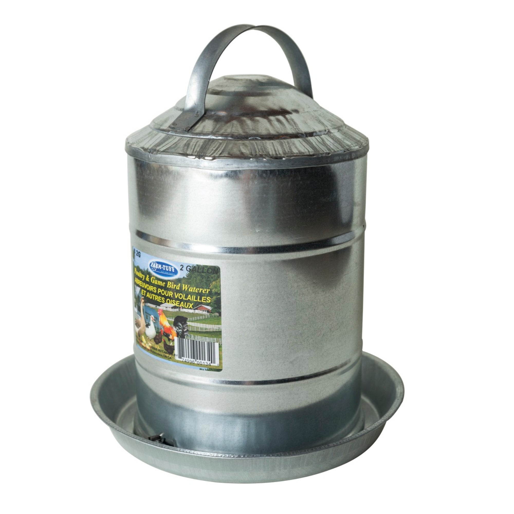 FARM-TUFF Double Wall Cone Top Galvanized Metal Automatic Poultry Fountain Waterer for Chickens