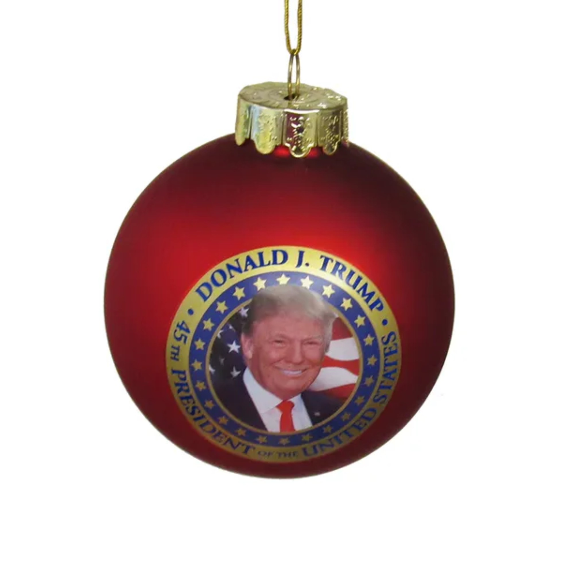 Kurt Adler President Trump Glass Ball Christmas Ornament, 80mm