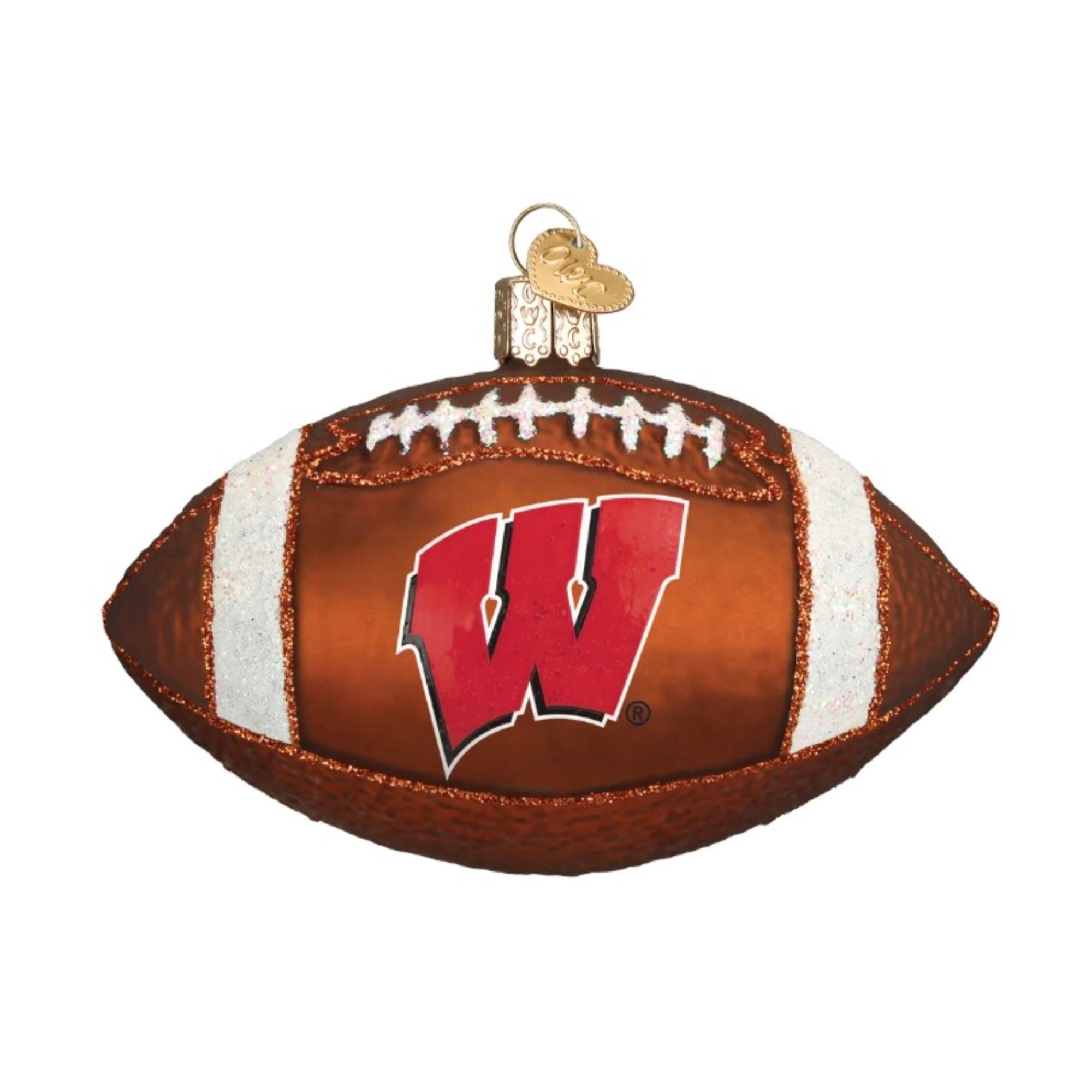 Old World Christmas Blown Glass Ornament for Christmas Tree, Wisconsin Badgers Football