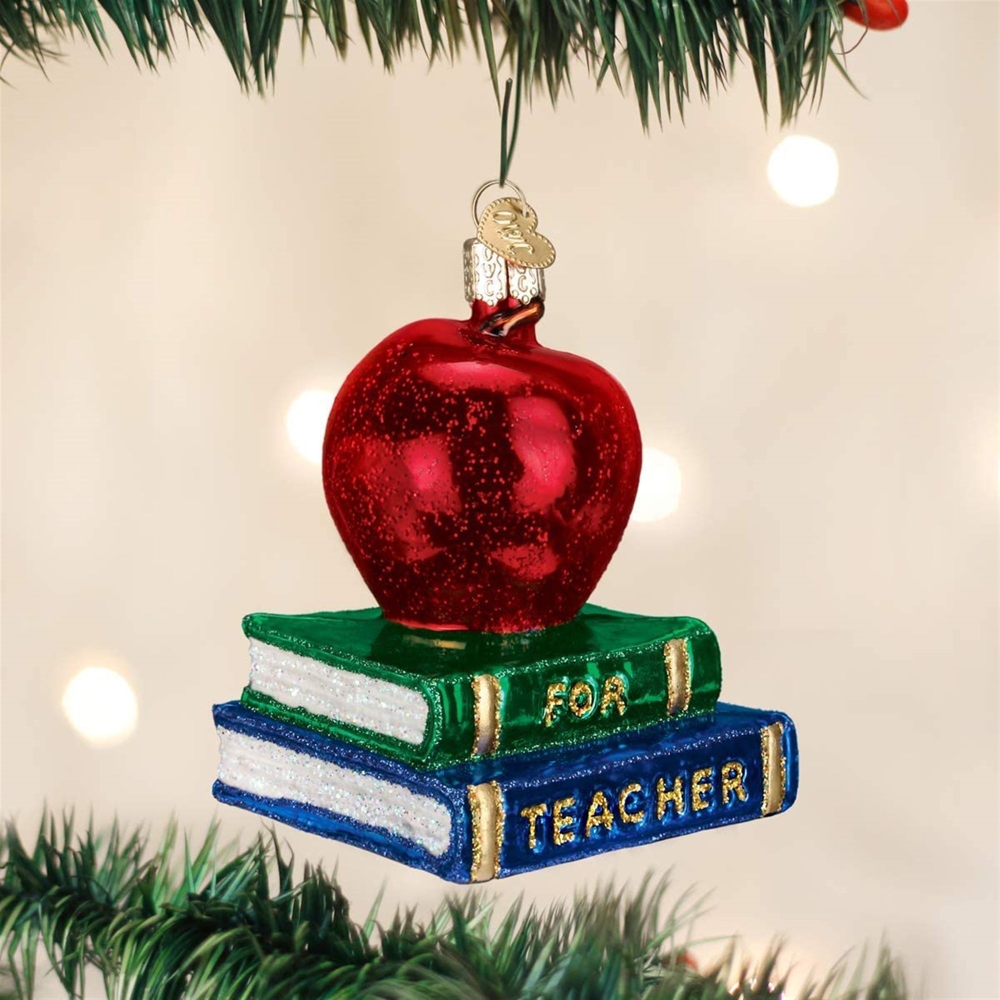 Old World Christmas Blown Glass Ornament for Christmas Tree, Teacher's Apple