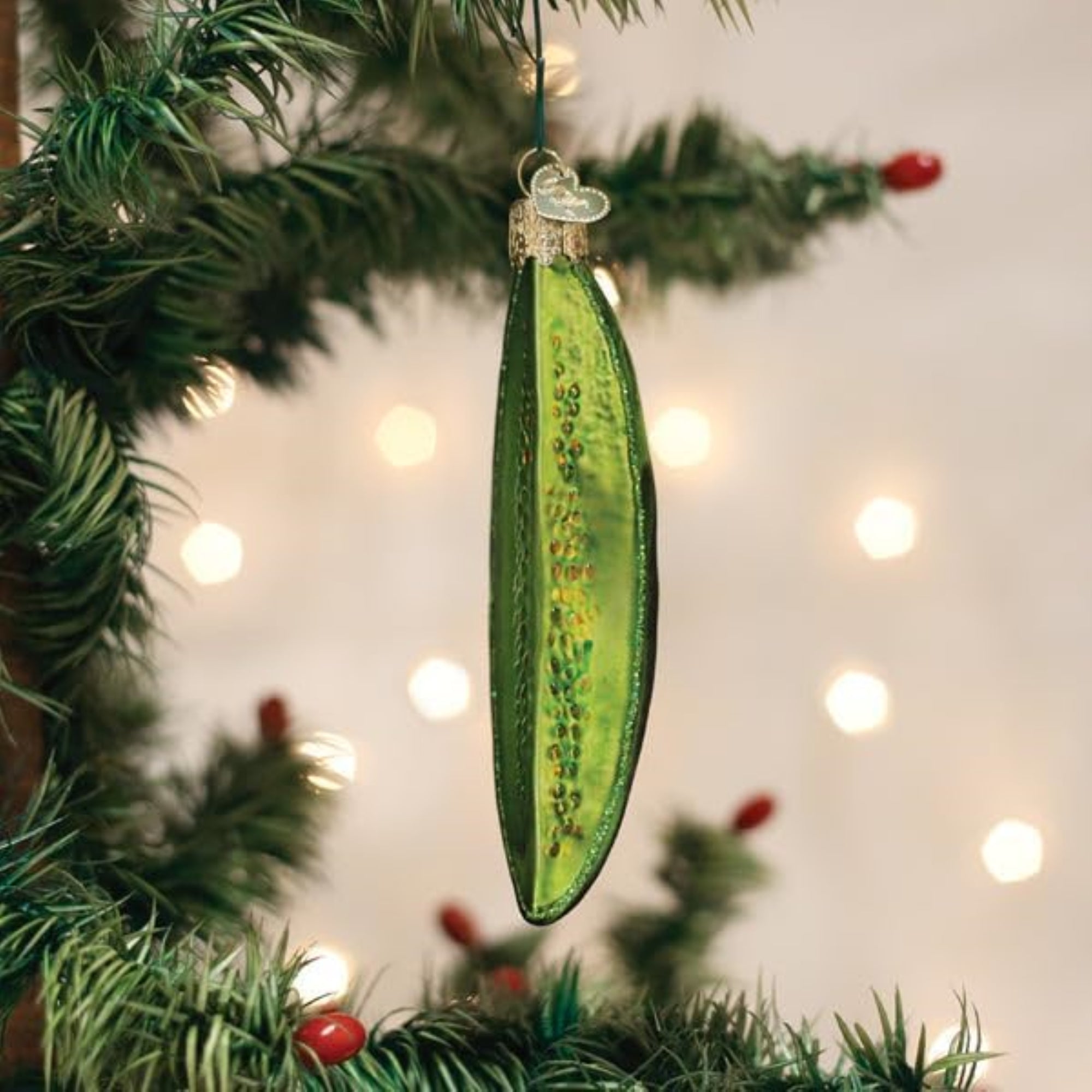 Old World Christmas Blown Glass Ornament for Christmas Tree, Pickle Spear (with OWC Gift Box)