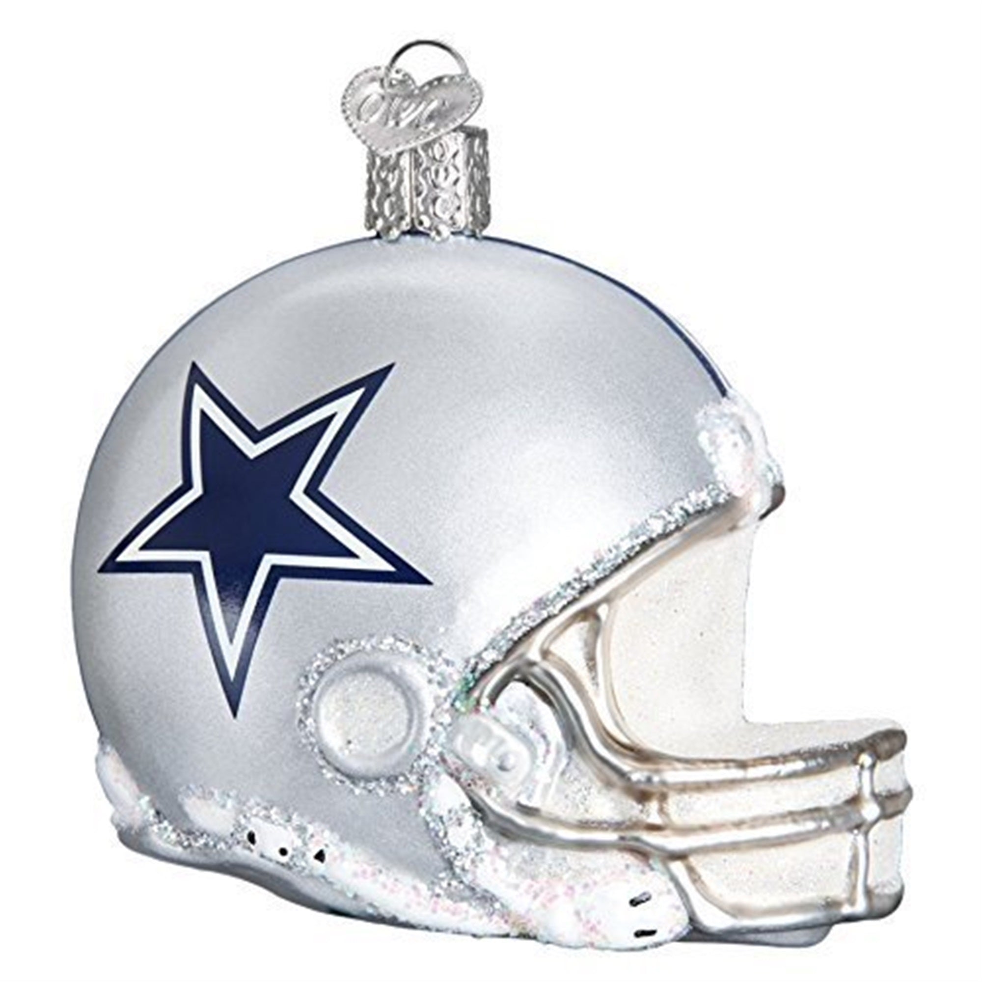 Old World Christmas Blown Glass Ornament for Christmas Tree, Dallas Cowboys Helmet