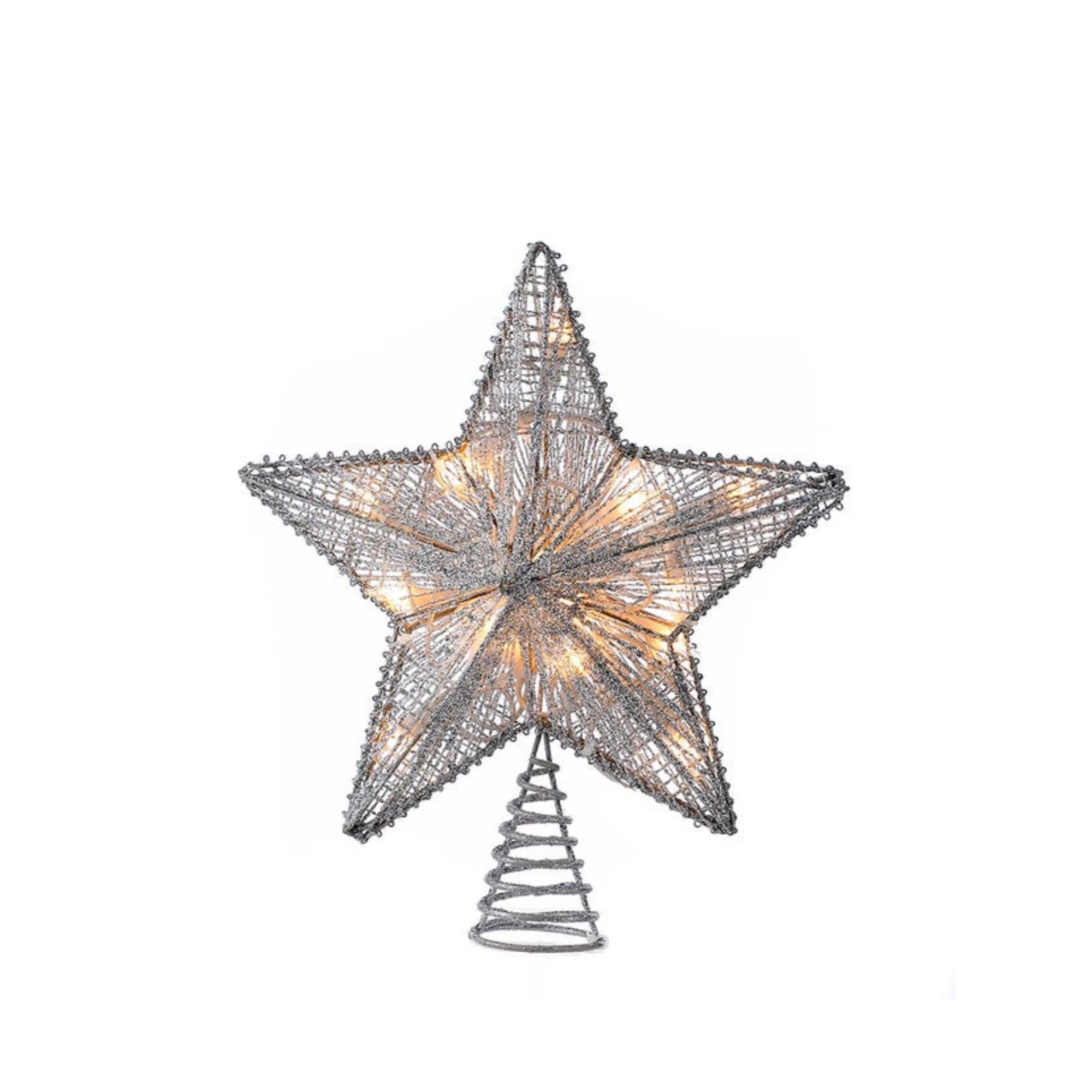 Kurt Adler UL 20-Light Silver Star Treetop for Christmas Tree, 10"