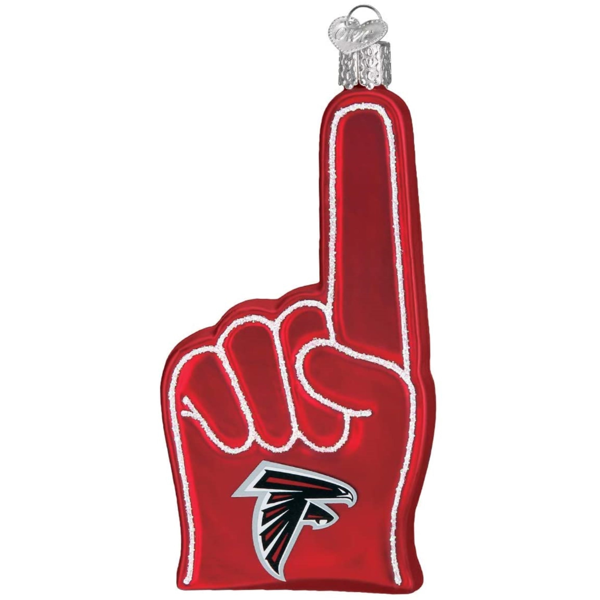 Old World Christmas Blown Glass Ornament for Christmas Tree, Atlanta Falcons Foam Finger