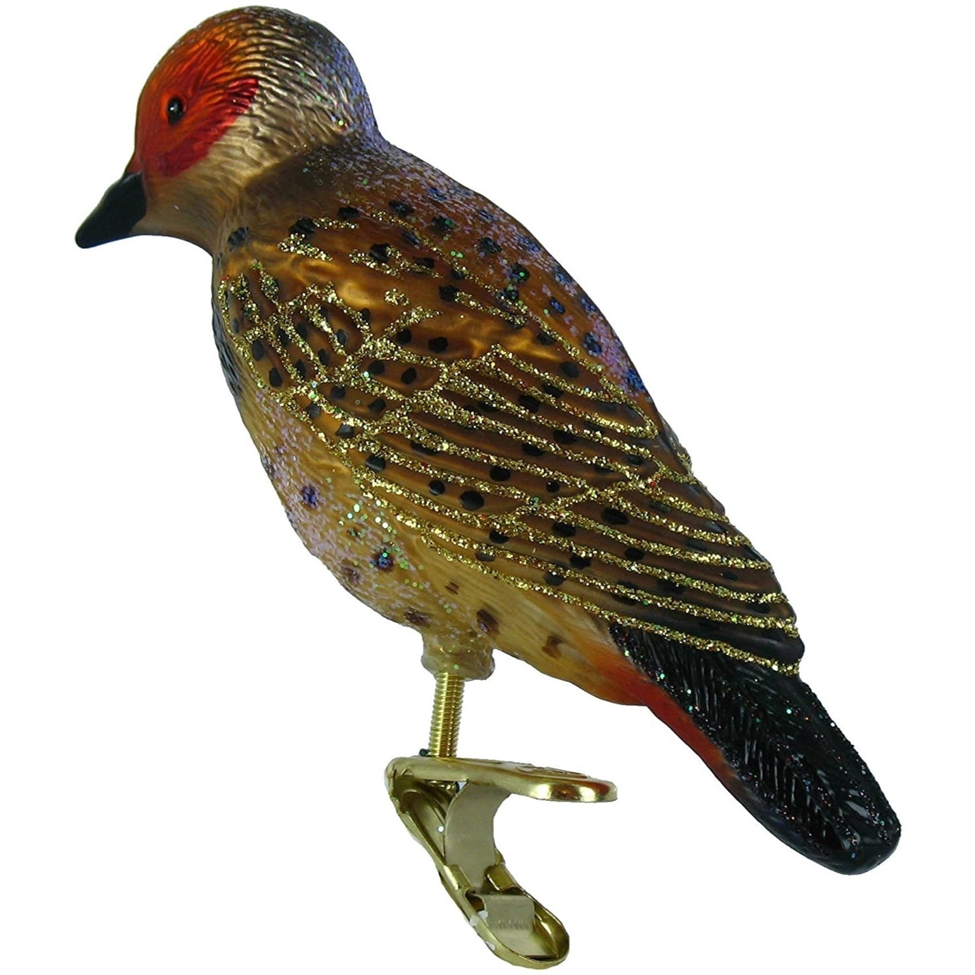 Old World Christmas Blown Glass Clip-On Ornament for Christmas Tree, Northern Flicker Bird