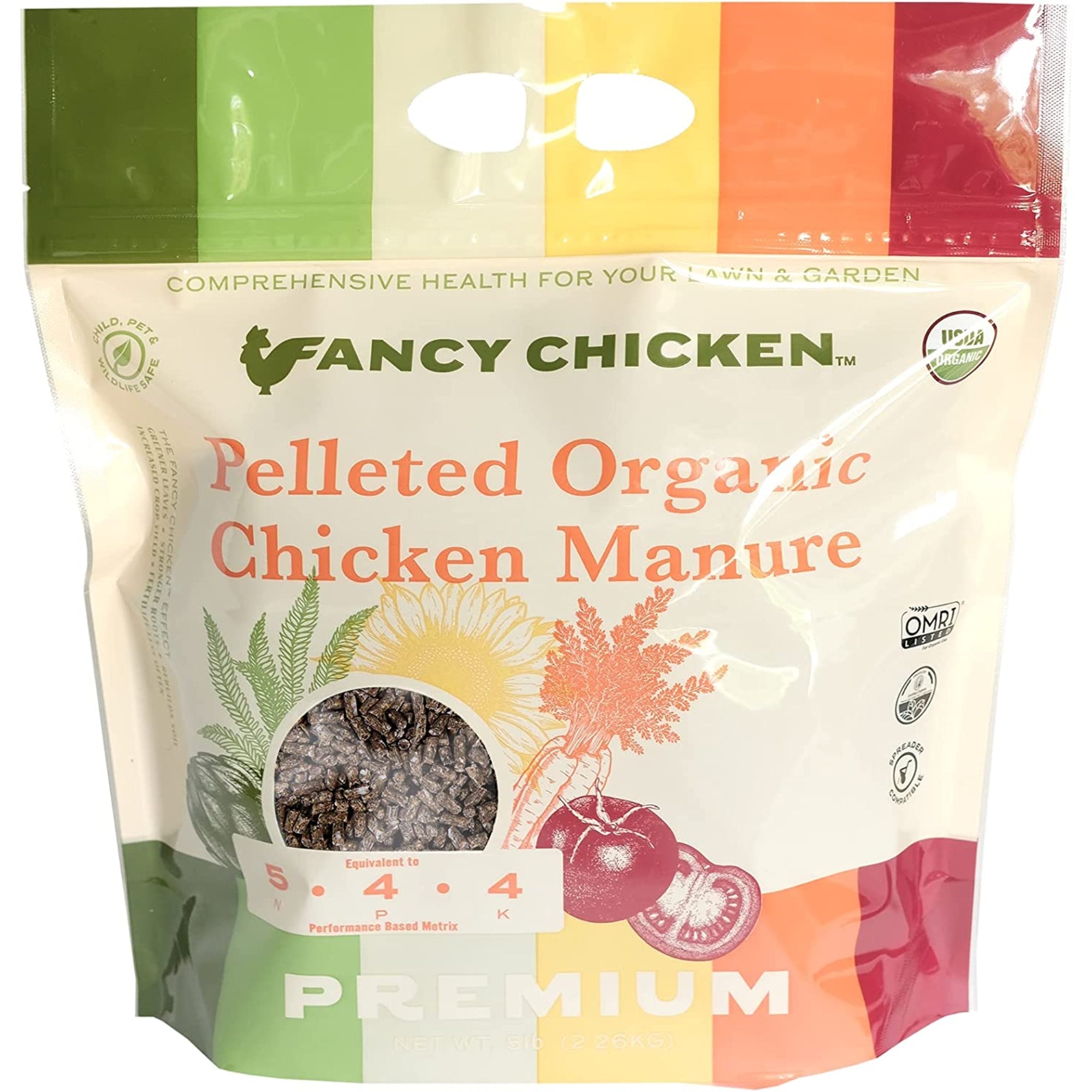 Fancy Chicken 5-4-4 Premium Pelleted Organic All-Natural Chicken Manure Fertilizer Plant Food, OMRI Listed, USDA Organic