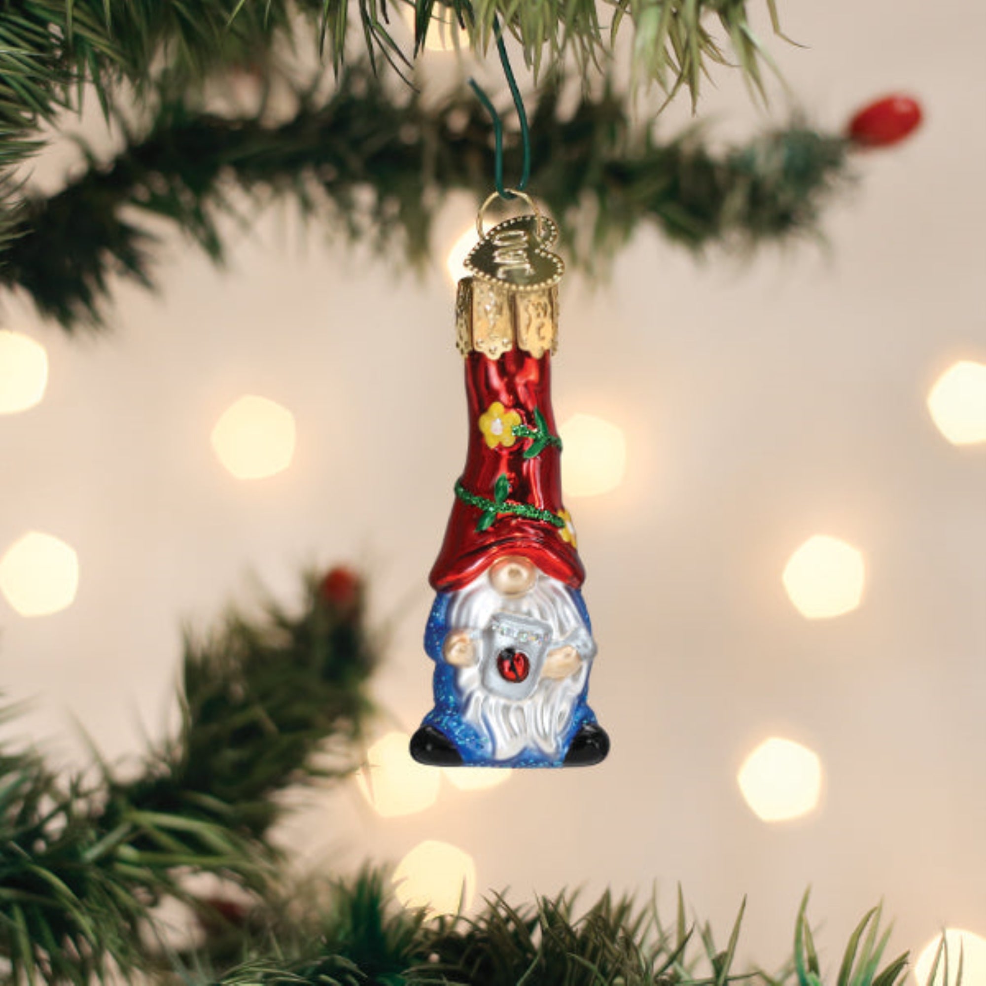 Old World Christmas Blown Glass Ornament for Christmas Tree, Mini Garden Gnome (with OWC Gift Box)