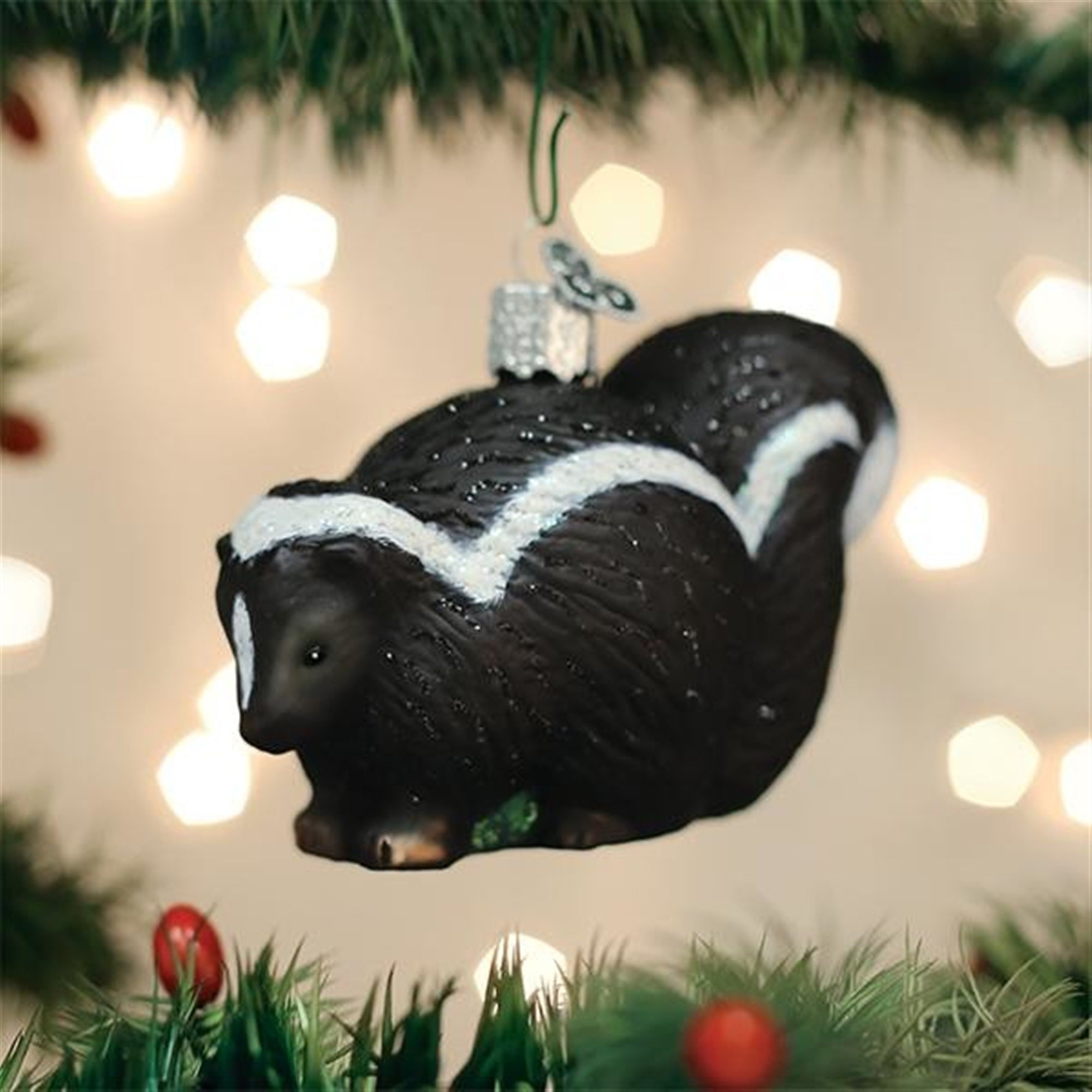 Old World Christmas Blown Glass Ornament for Christmas Tree, Skunk