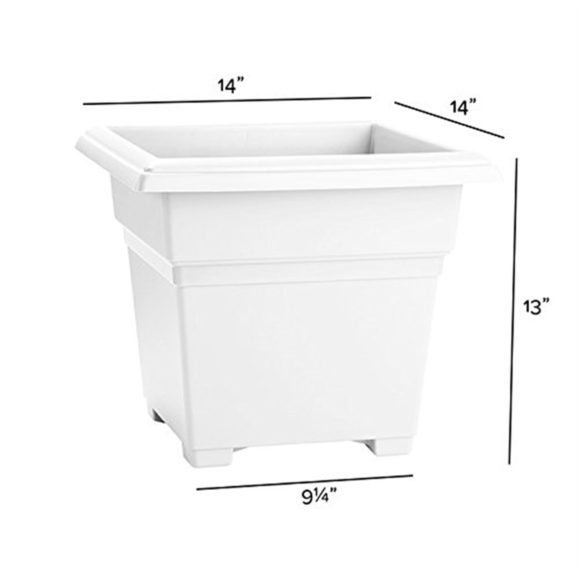 Novelty Countryside Square Tub Planter, White, 14 Inch