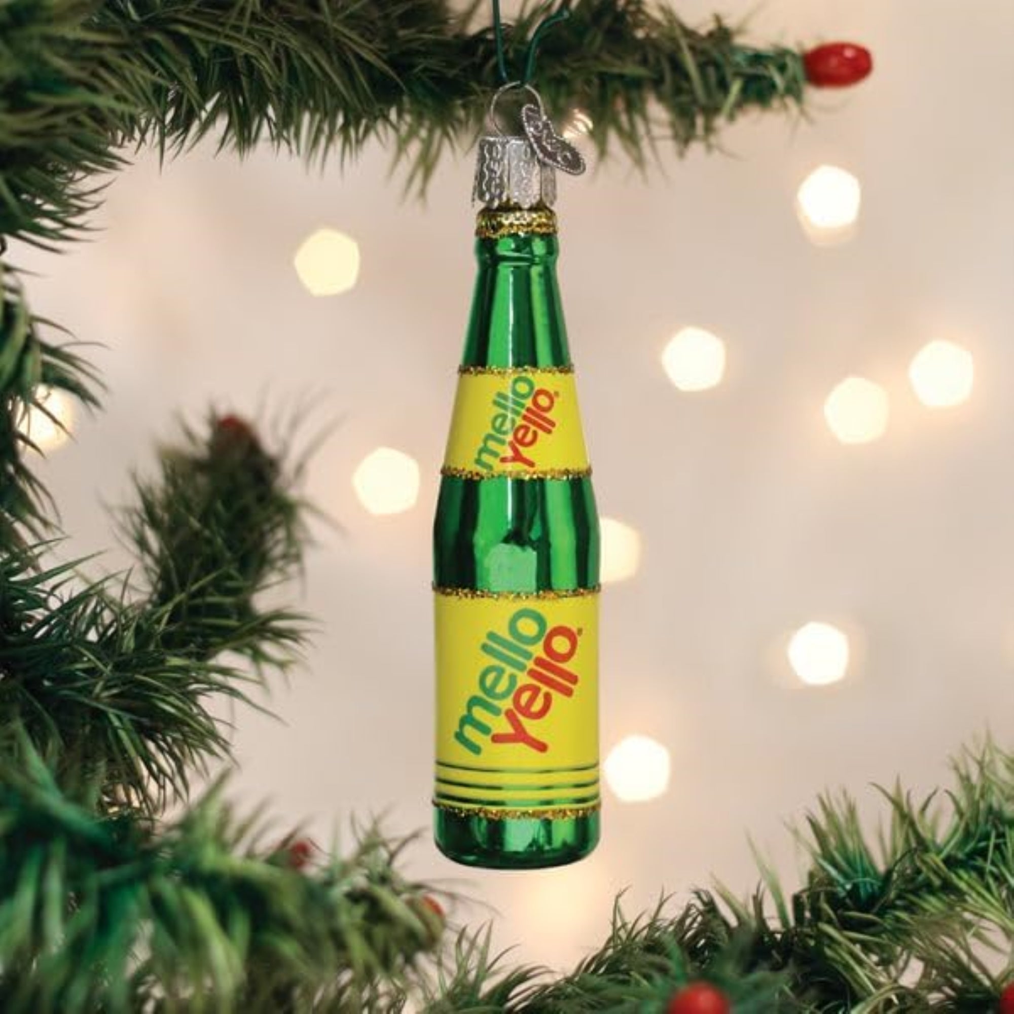 Old World Christmas Blown Glass Ornament for Christmas Tree, Mello Yello Bottle (with OWC Gift Box)