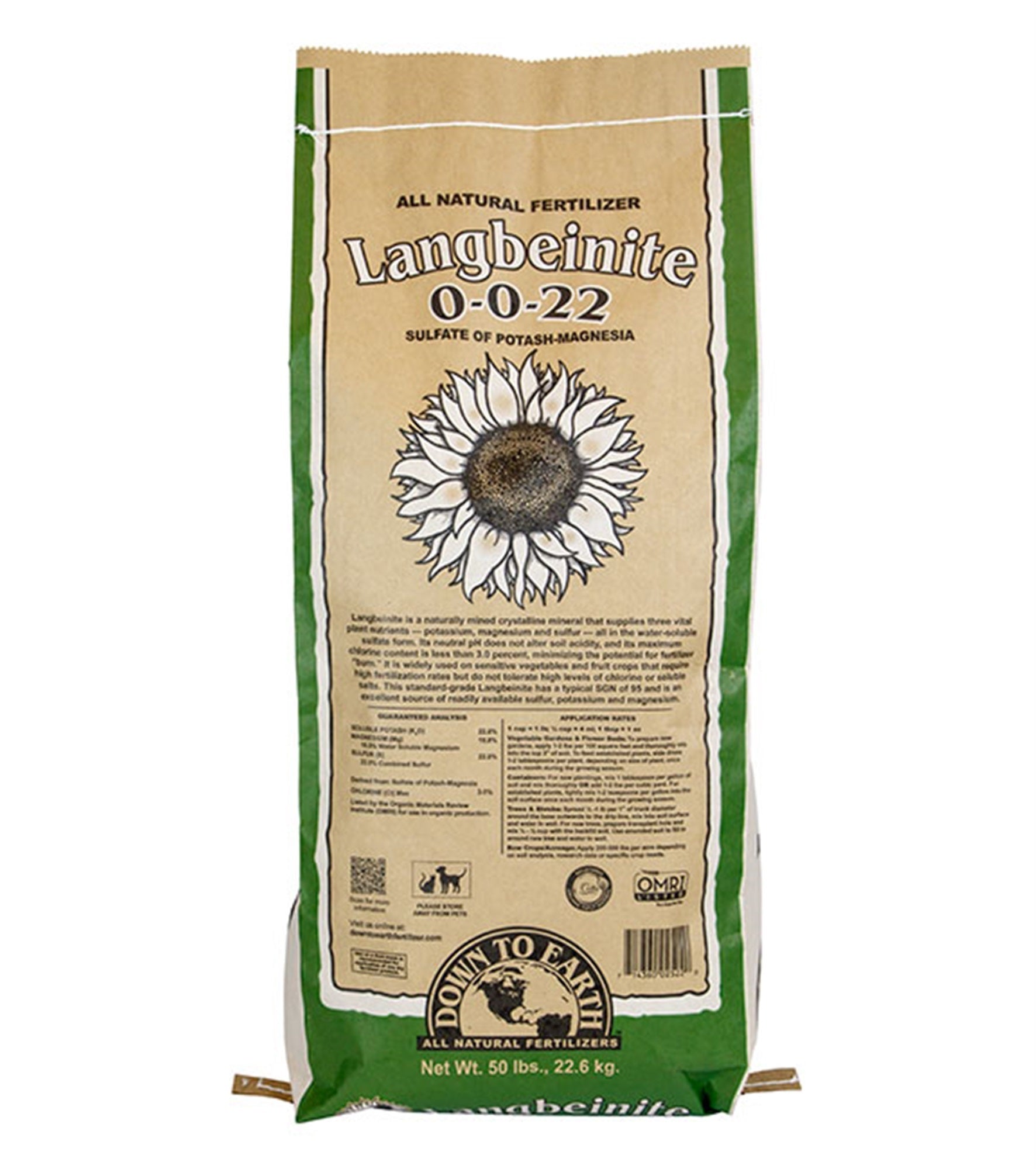 Down To Earth Organic Langbeinite Fertilizer Mix 0-0-22