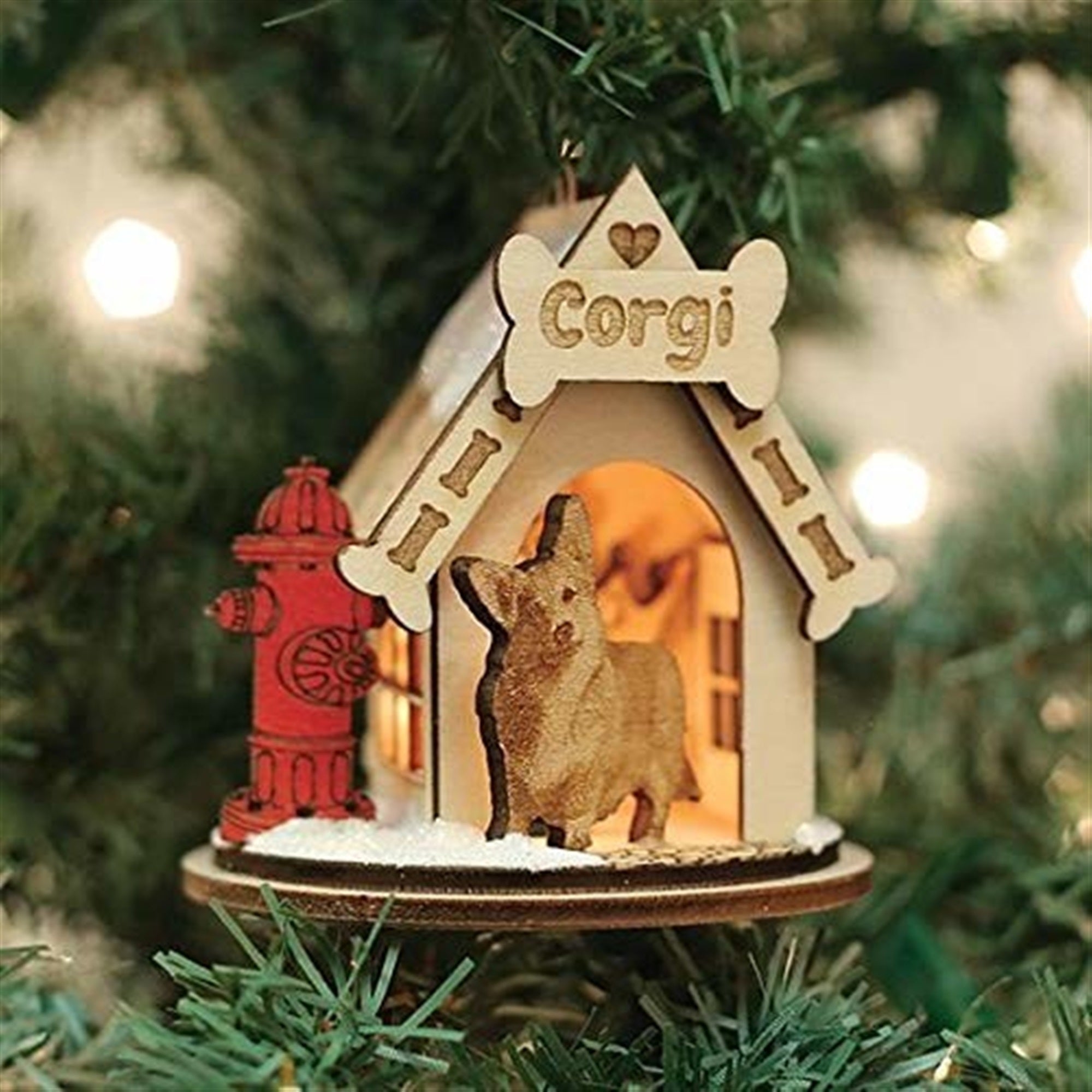 Old World Christmas K-9 Cottage Wooden Doghouse Ornament for Christmas Tree, Corgi