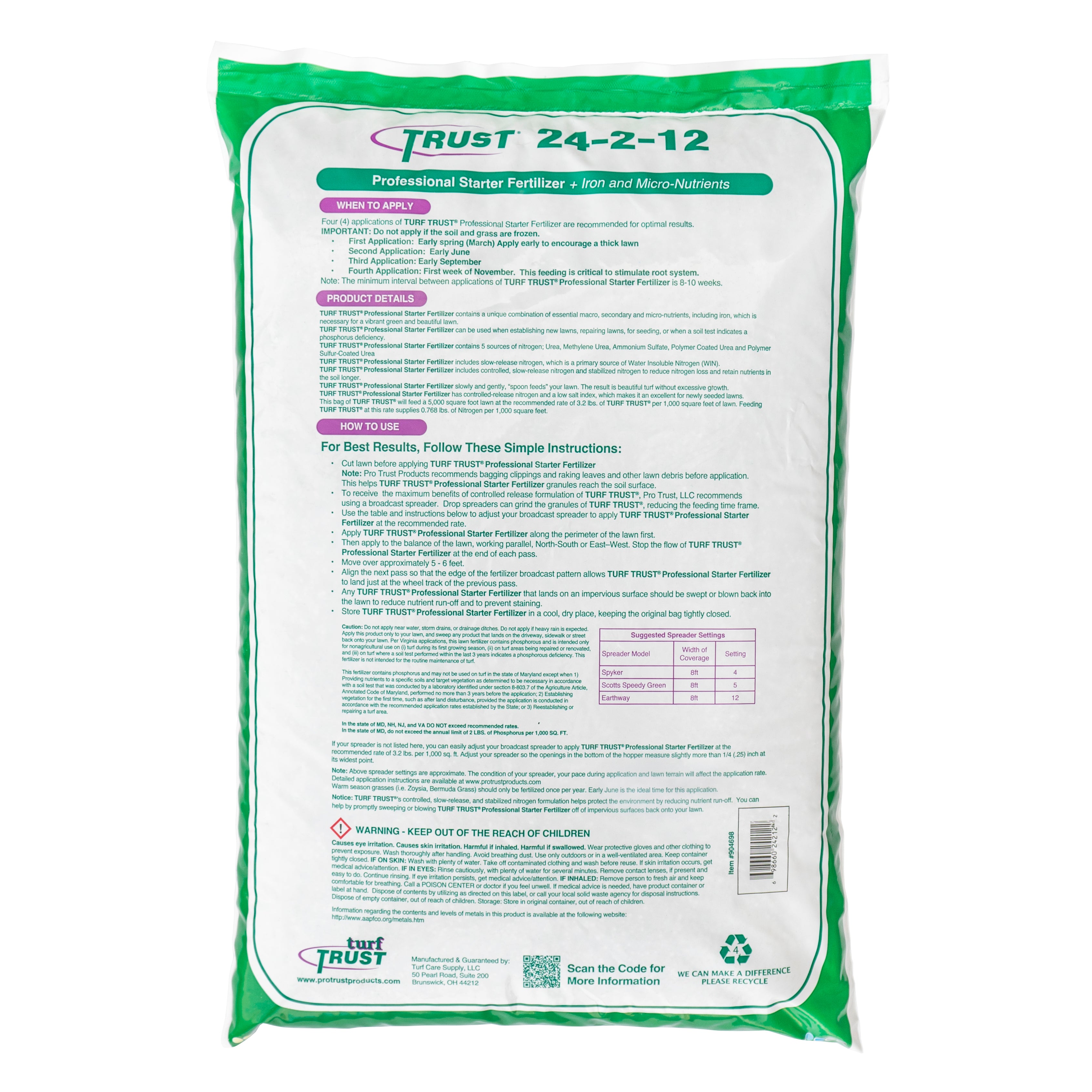 Pro Trust Turf Trust Professional Lawn Starter Fertilizer 24-2-12