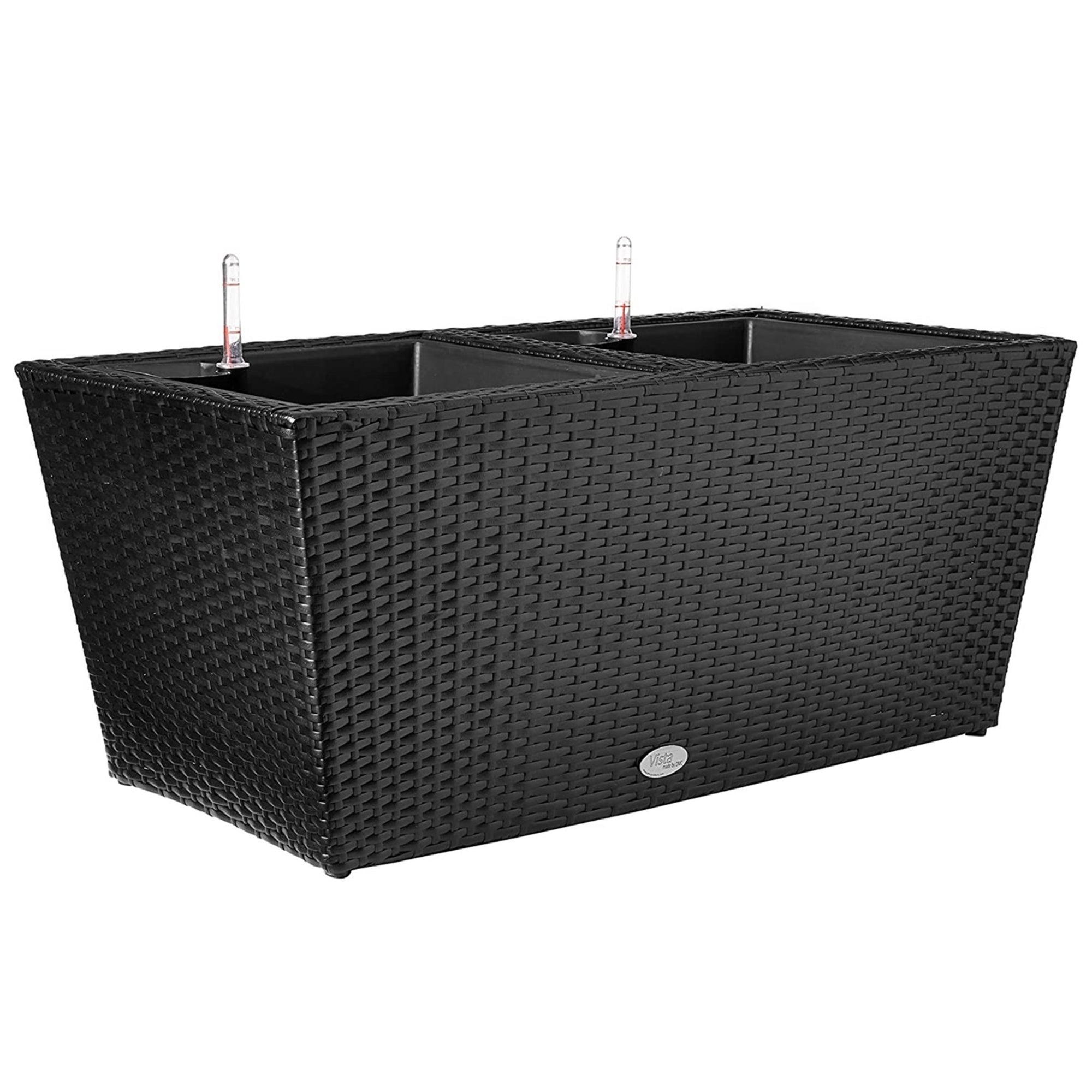 DMC Products Indoor/Outdoor Rectangular Woven Resin Wicker Vista Planter, Black, 32”