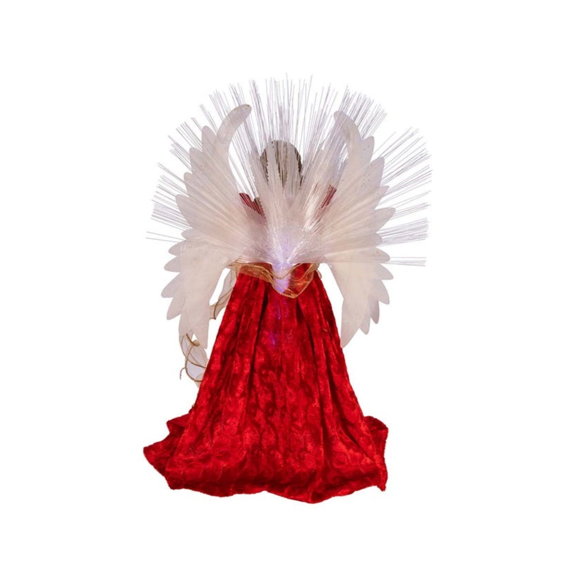 Kurt Adler UL 70-Light Fiber-Optic LED Christmas Treetop, Red and Gold Angel, 18"