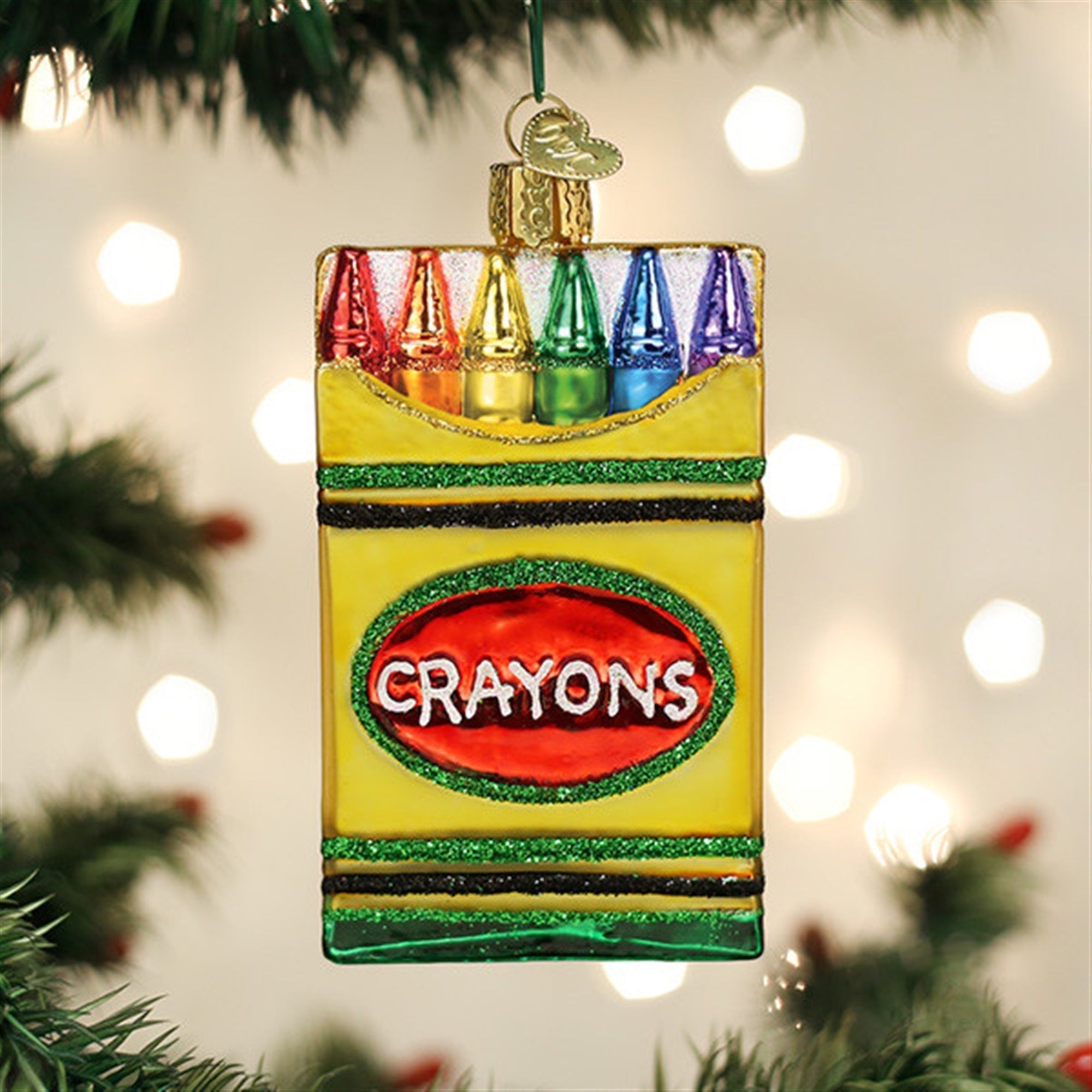 Old World Christmas Blown Glass Ornament for Christmas Tree, Box of Crayons