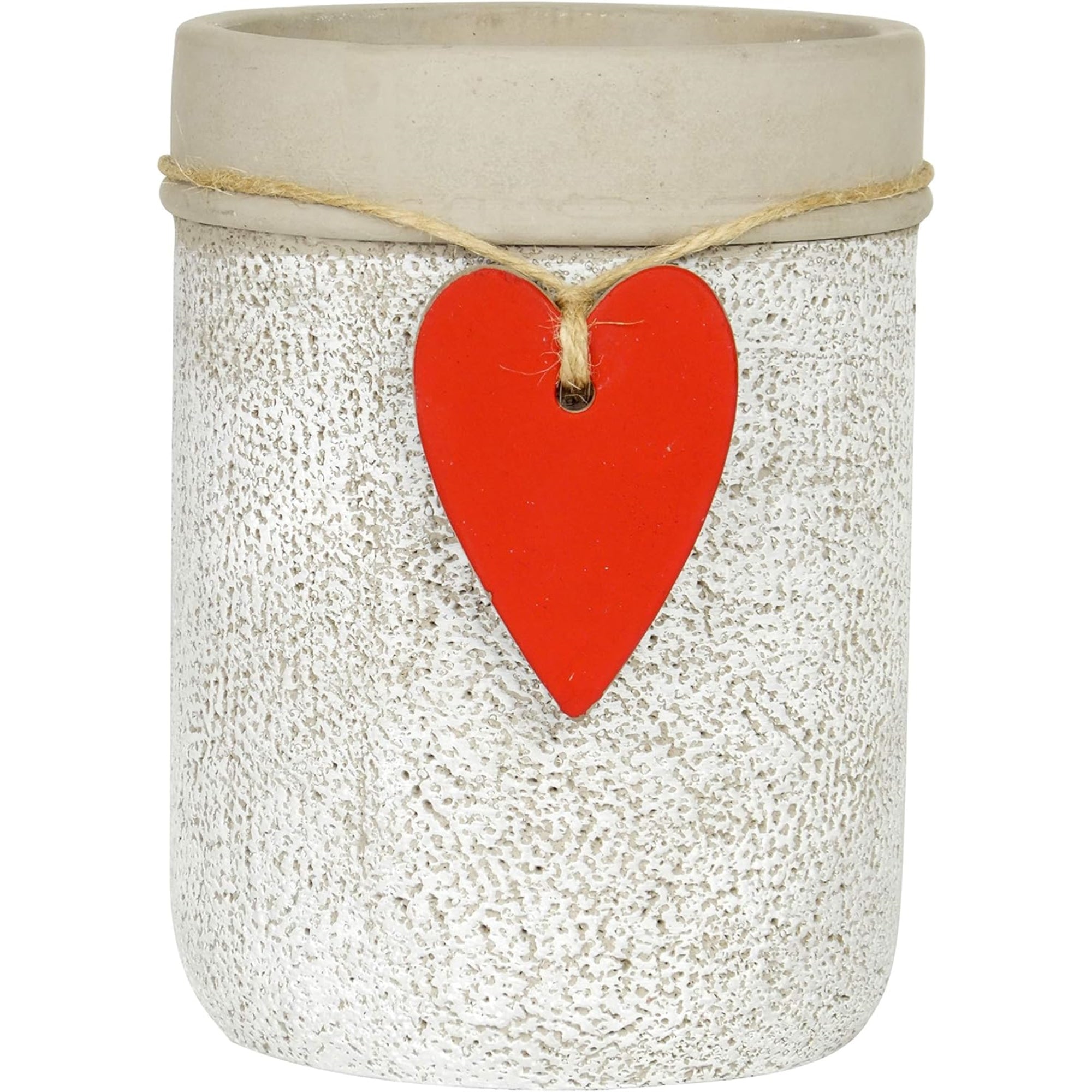 Classic Home and Garden Indoor or Outdoor Cement Heart Pot Planter, Whitewash