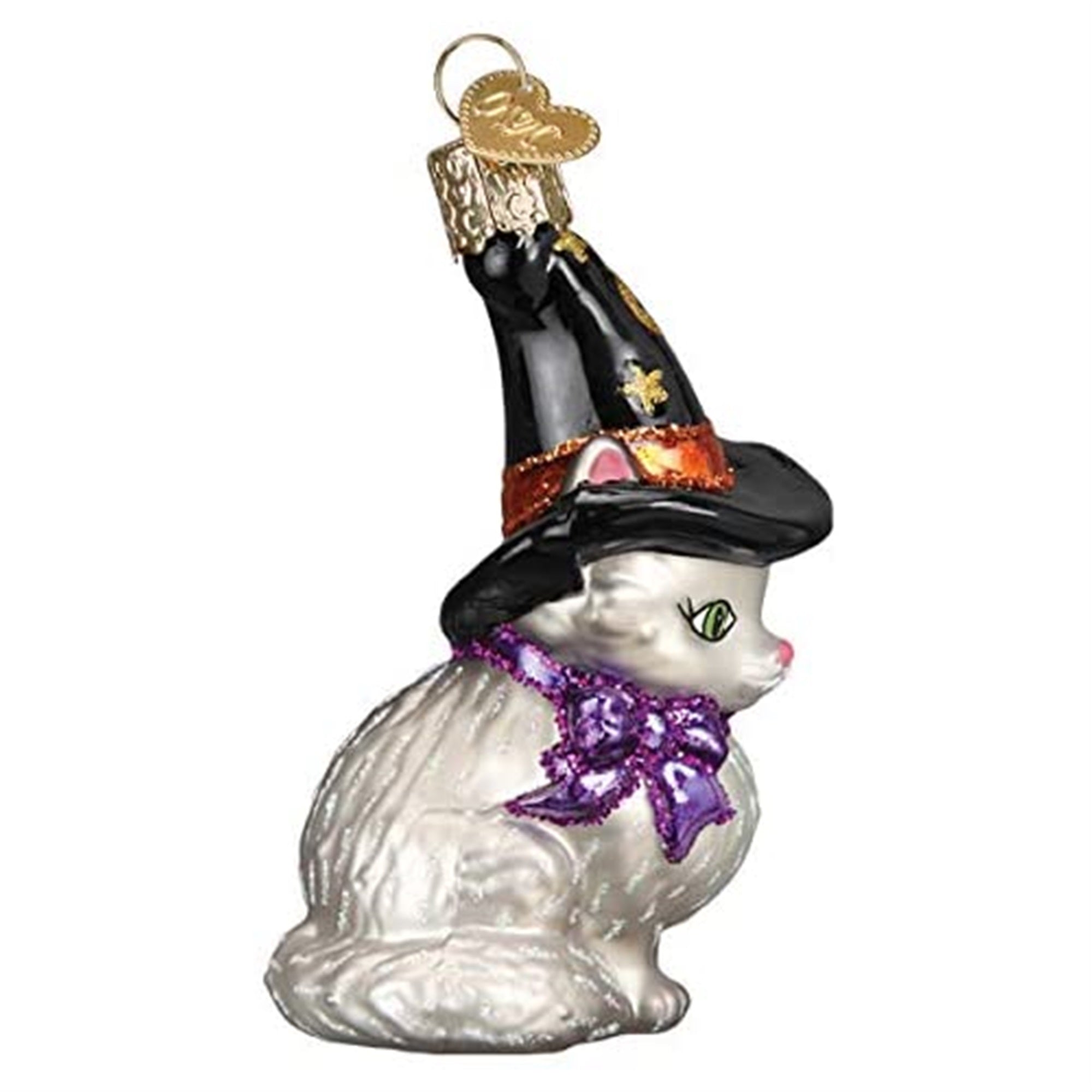 Old World Christmas Glass Blown Ornament Witch Kitten