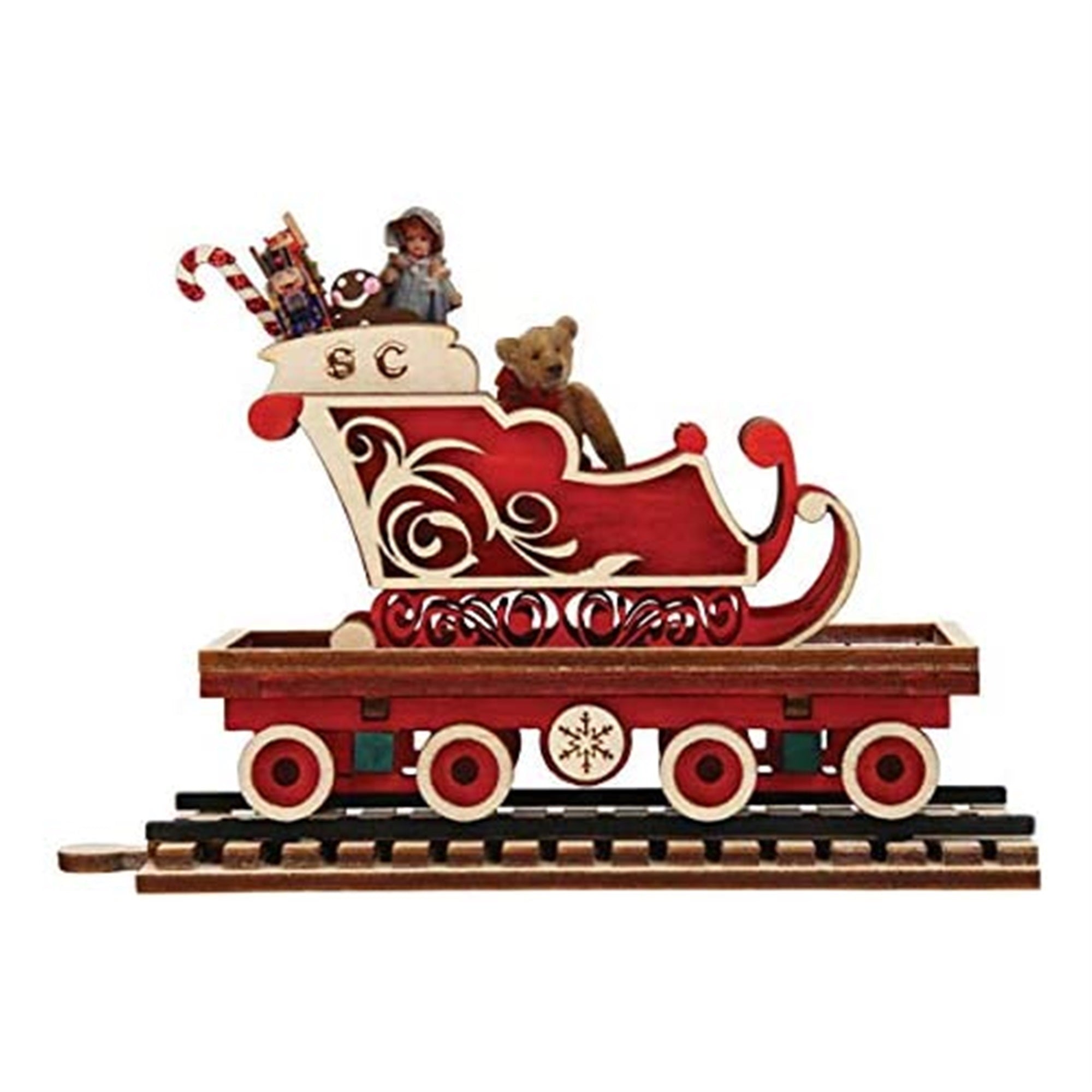 Old World Christmas Ginger Cottage Wooden Ornament for Christmas Tree, North Pole Express Sleigh Car