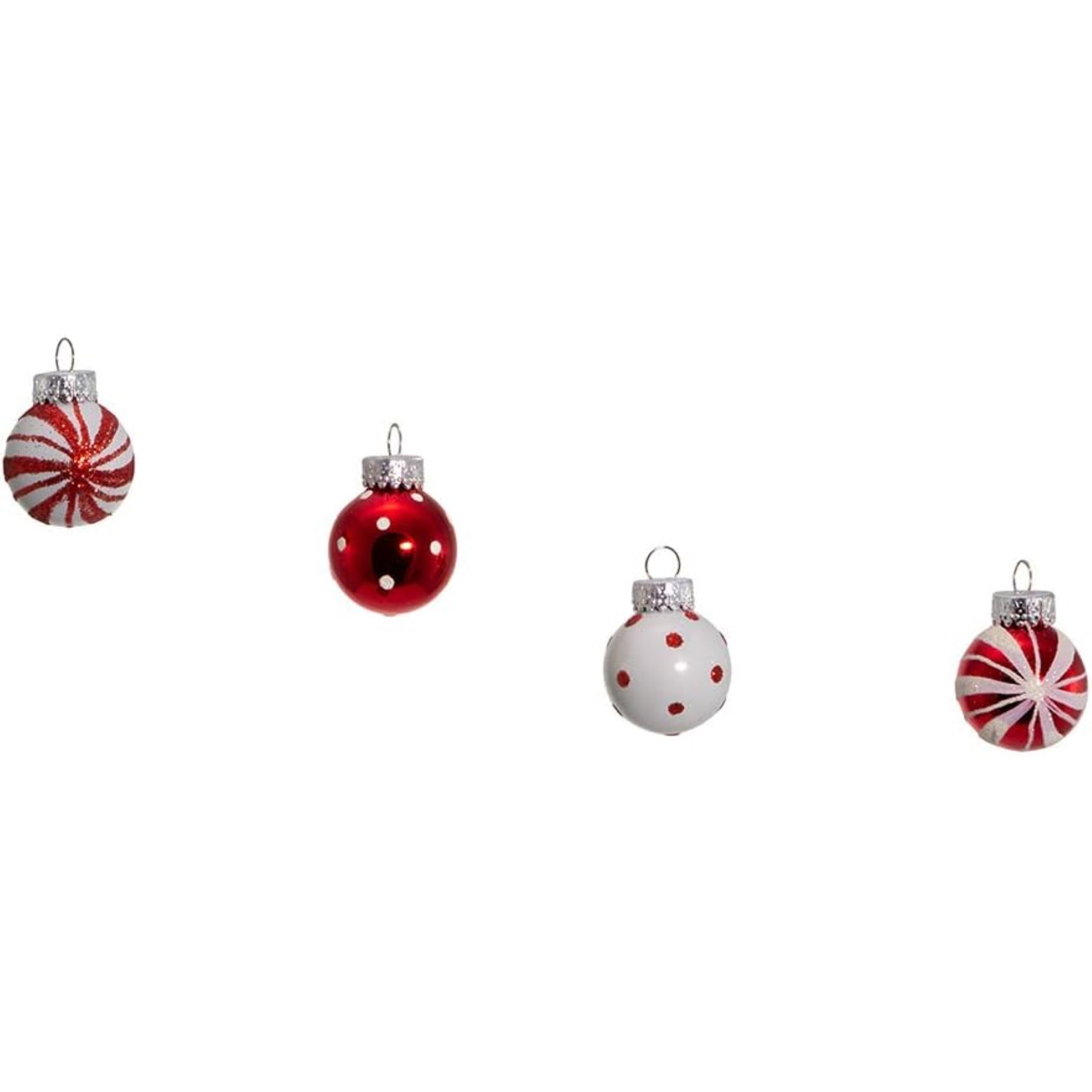 Kurt Adler Miniature Glass Ball Ornament Set, Red and White, 1" (12-Count)