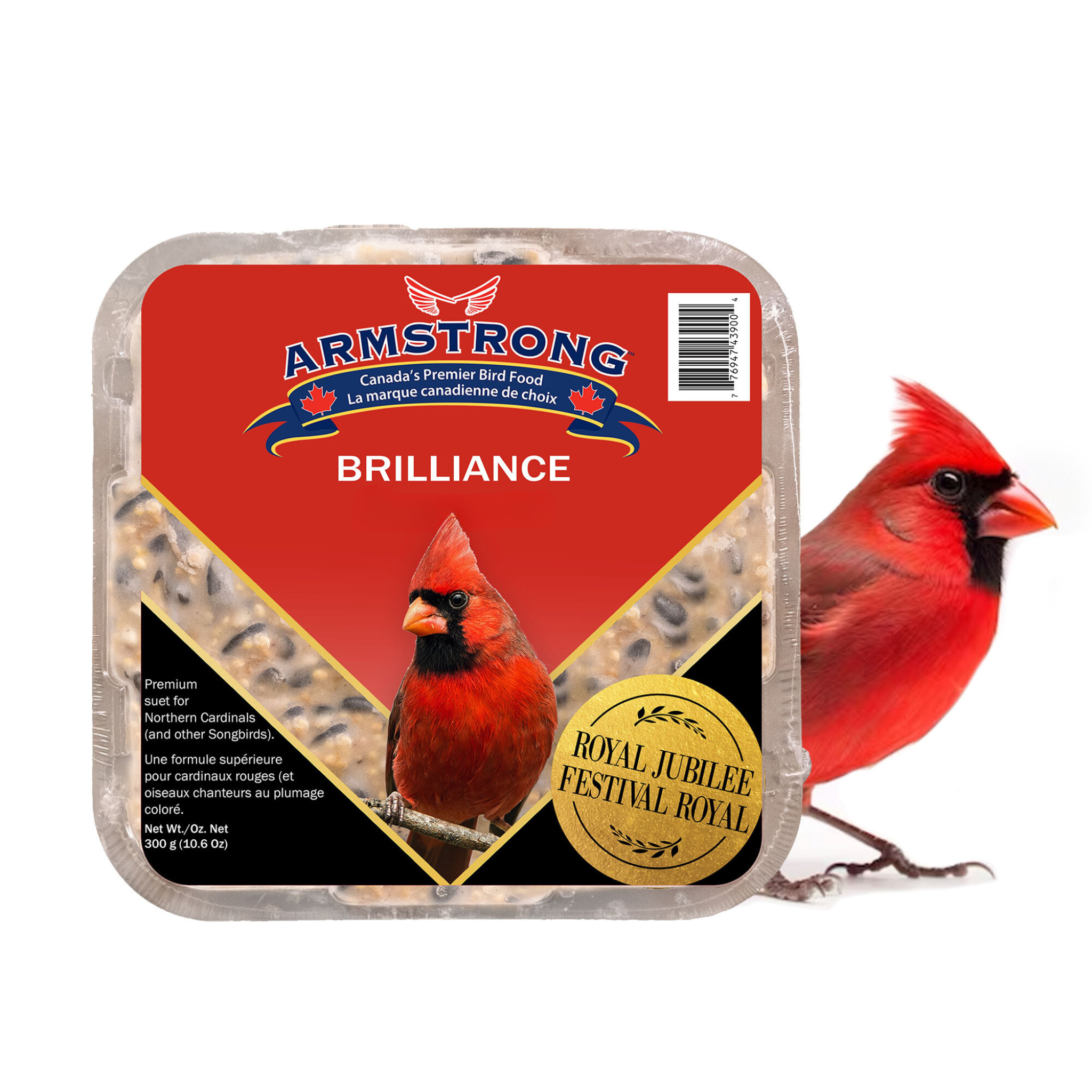 Armstrong Wild Bird Food Royal Jubilee Brilliance Suet Cake for Northern Cardinals, 10.6oz (Pack of 3)