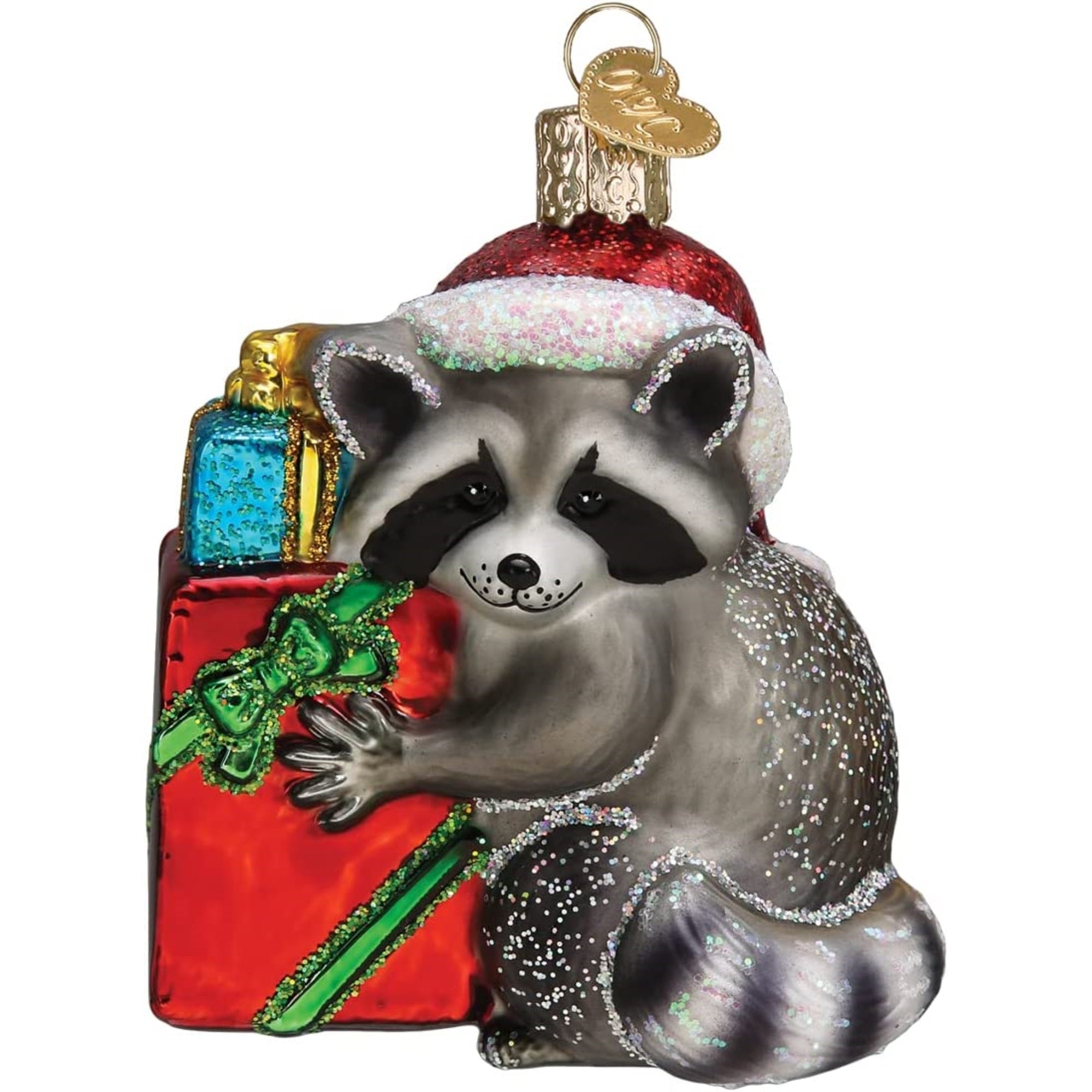 Old World Christmas Christmas Bandit Raccoon Blown Glass Holiday Ornament For Tree