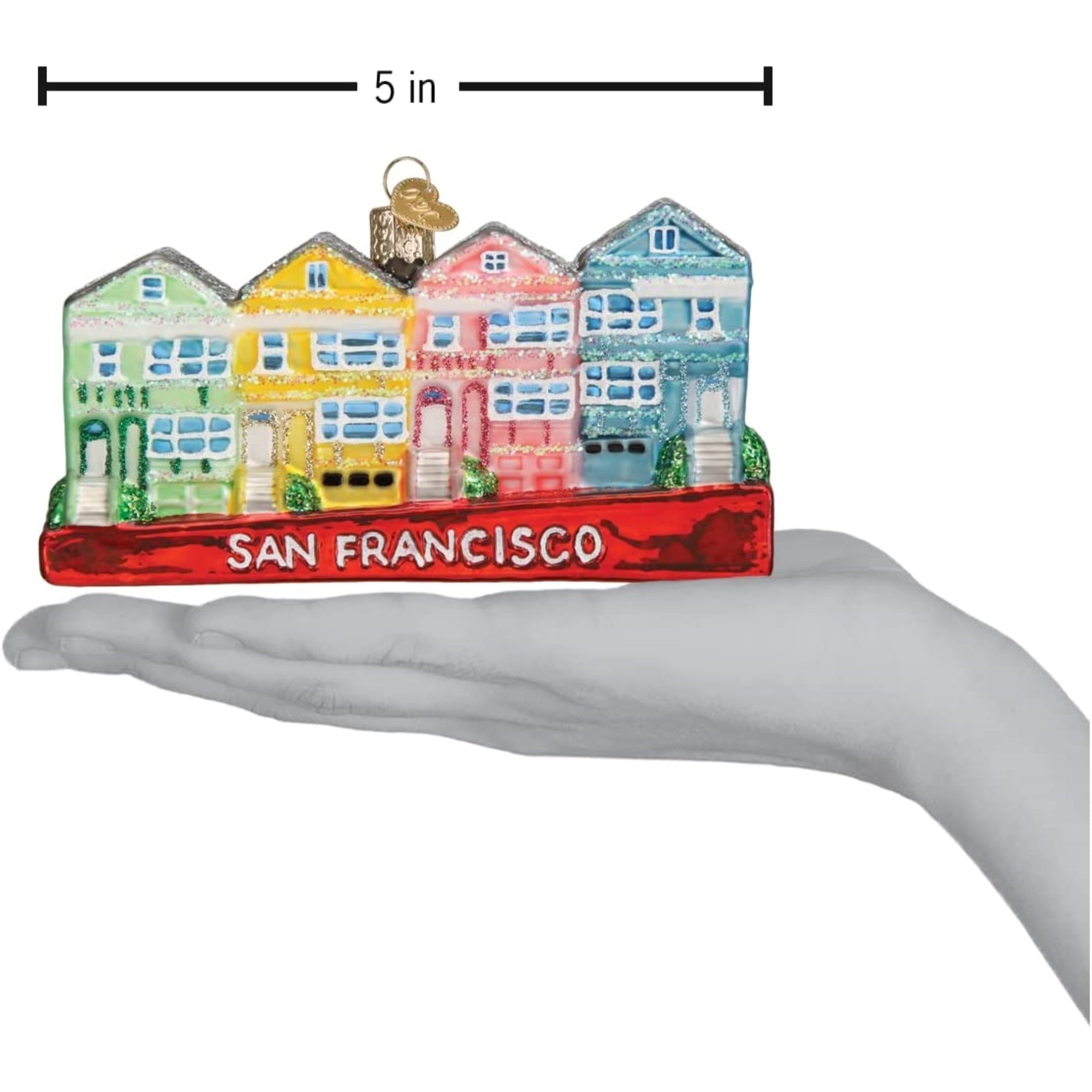 Old World Christmas Glass Blown San Francisco Painted Ladies Homes, 5"