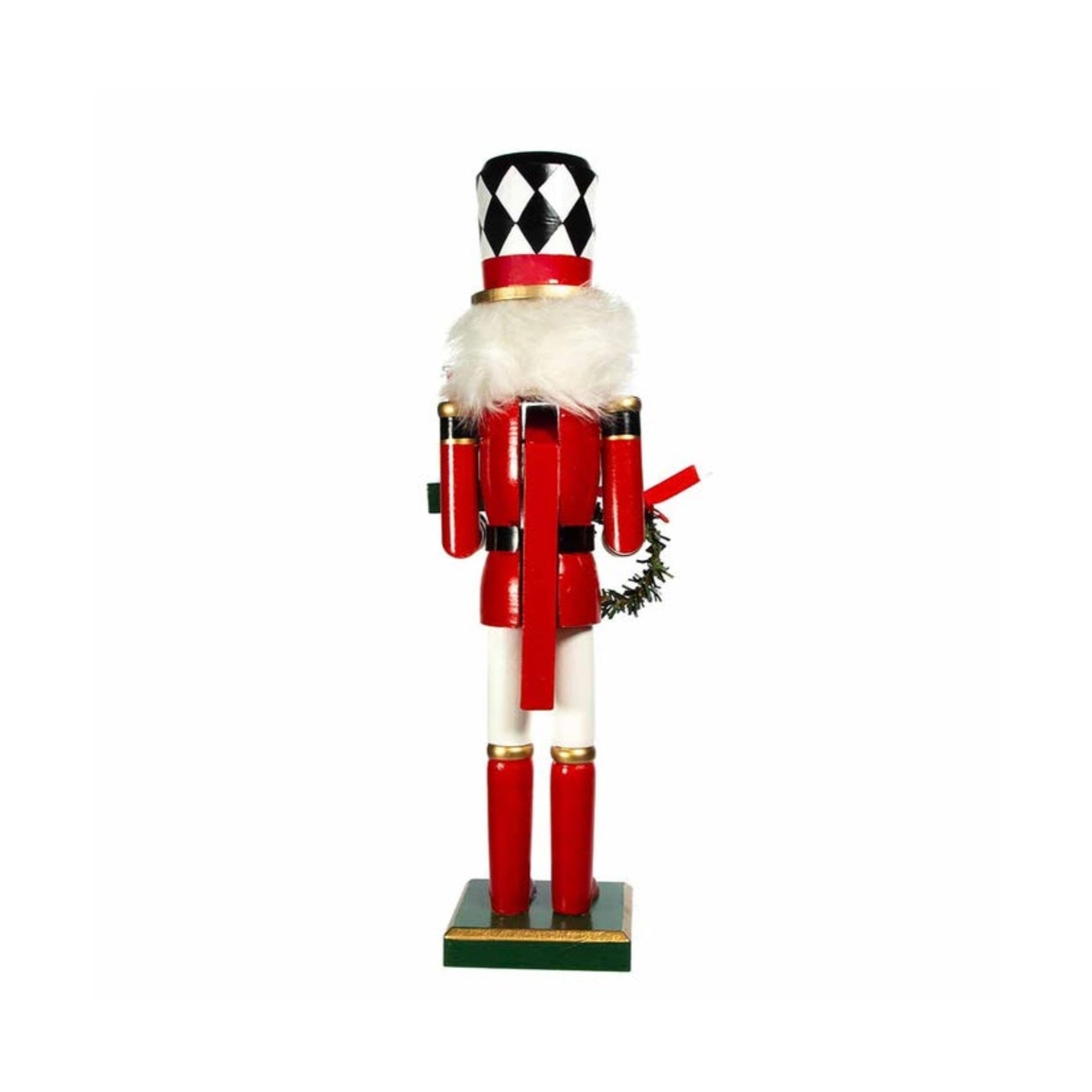 Kurt Adler Red, White, Black Nutcracker Holding Gift Box and Wreath, 15"