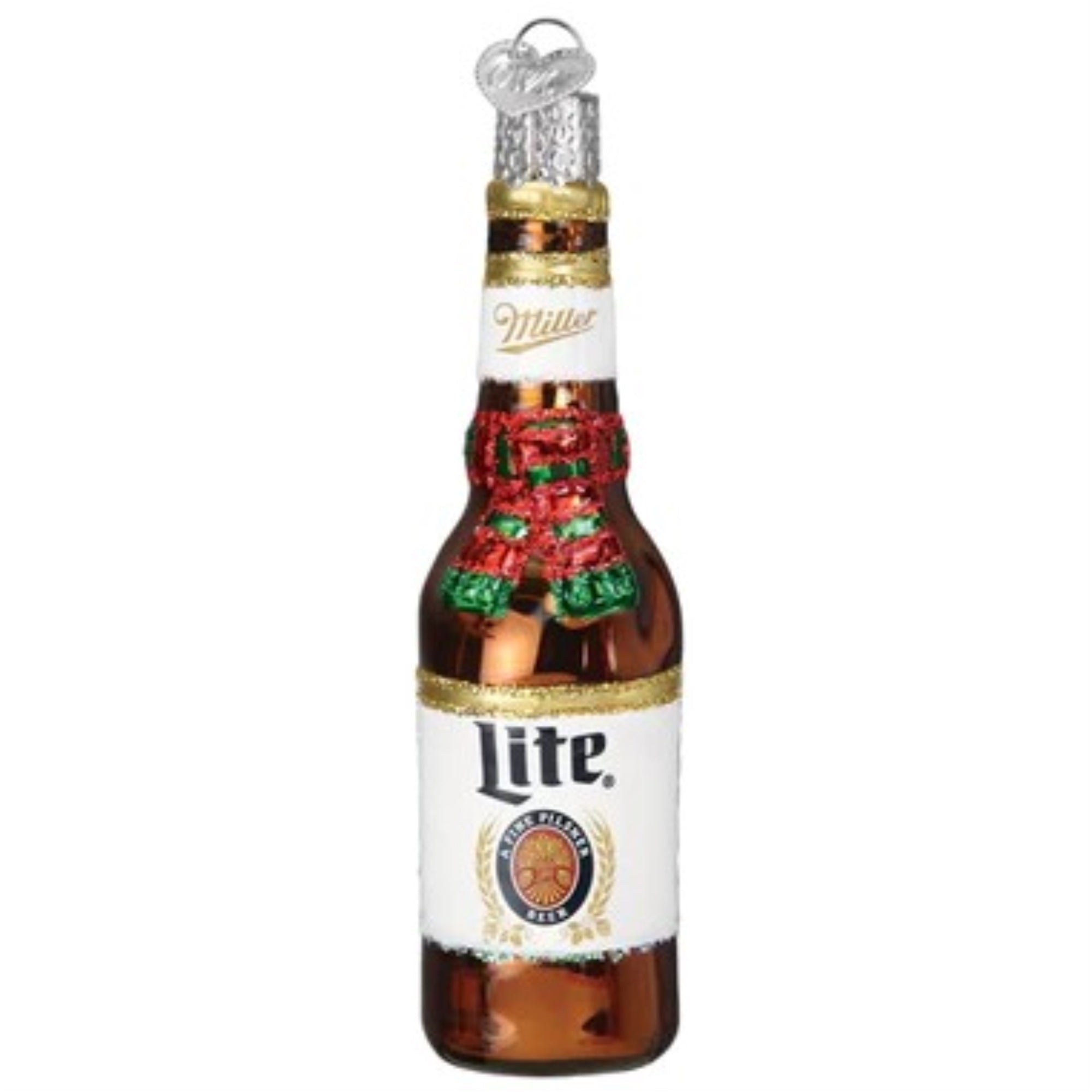 Old World Christmas Blown Glass Christmas Ornaments, Holiday Miller Lite Bottle