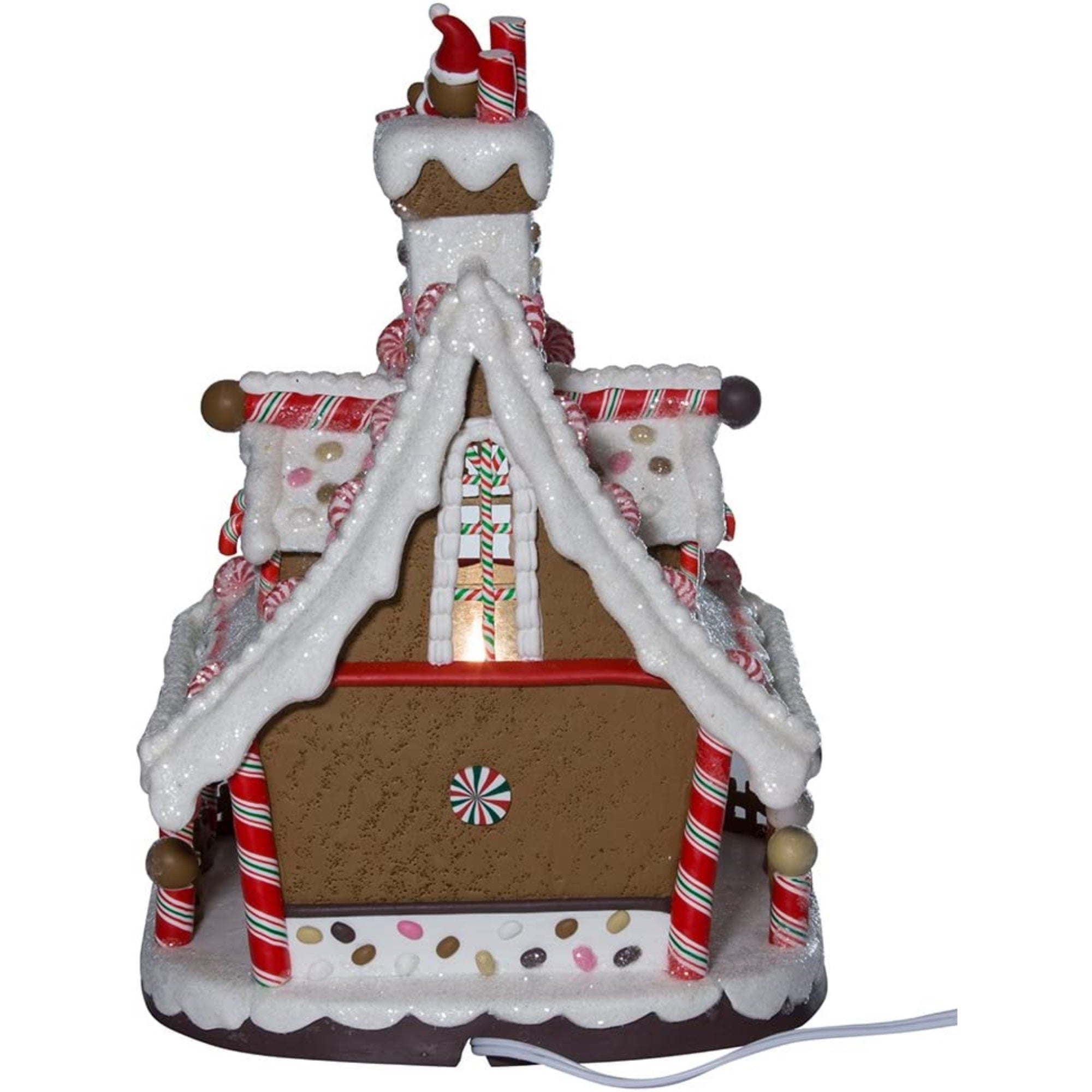 Kurt Adler Lighted Christmas Clay Gingerbread House Decoration, 12"